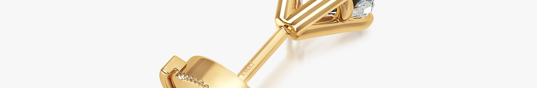 J'EVAR 18KT Yellow Gold ALTR Lab Grown Diamond Stud Earrings with Guardian Backs Back View