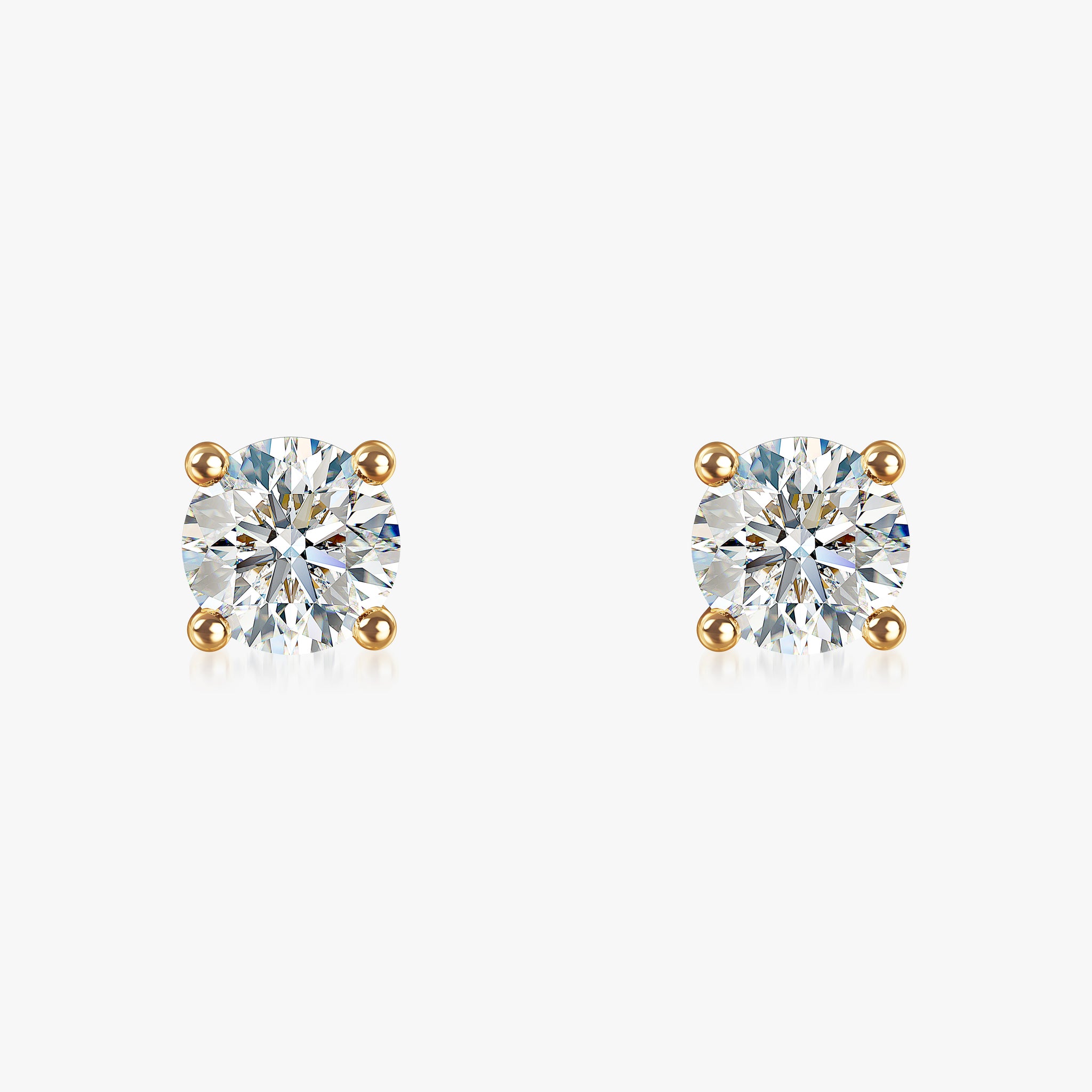 J'EVAR 18KT Yellow Gold ALTR Lab Grown Diamond Stud Earrings with Guardian Backs Front View