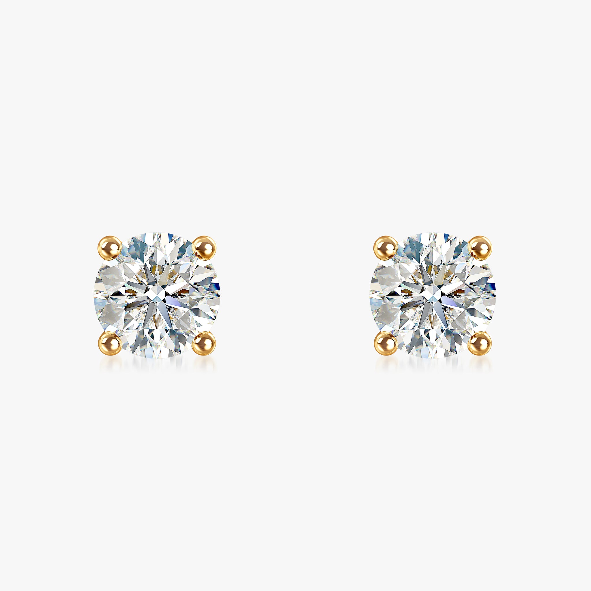 J'EVAR 18KT Yellow Gold ALTR Lab Grown Diamond Stud Earrings with Guardian Backs Front View