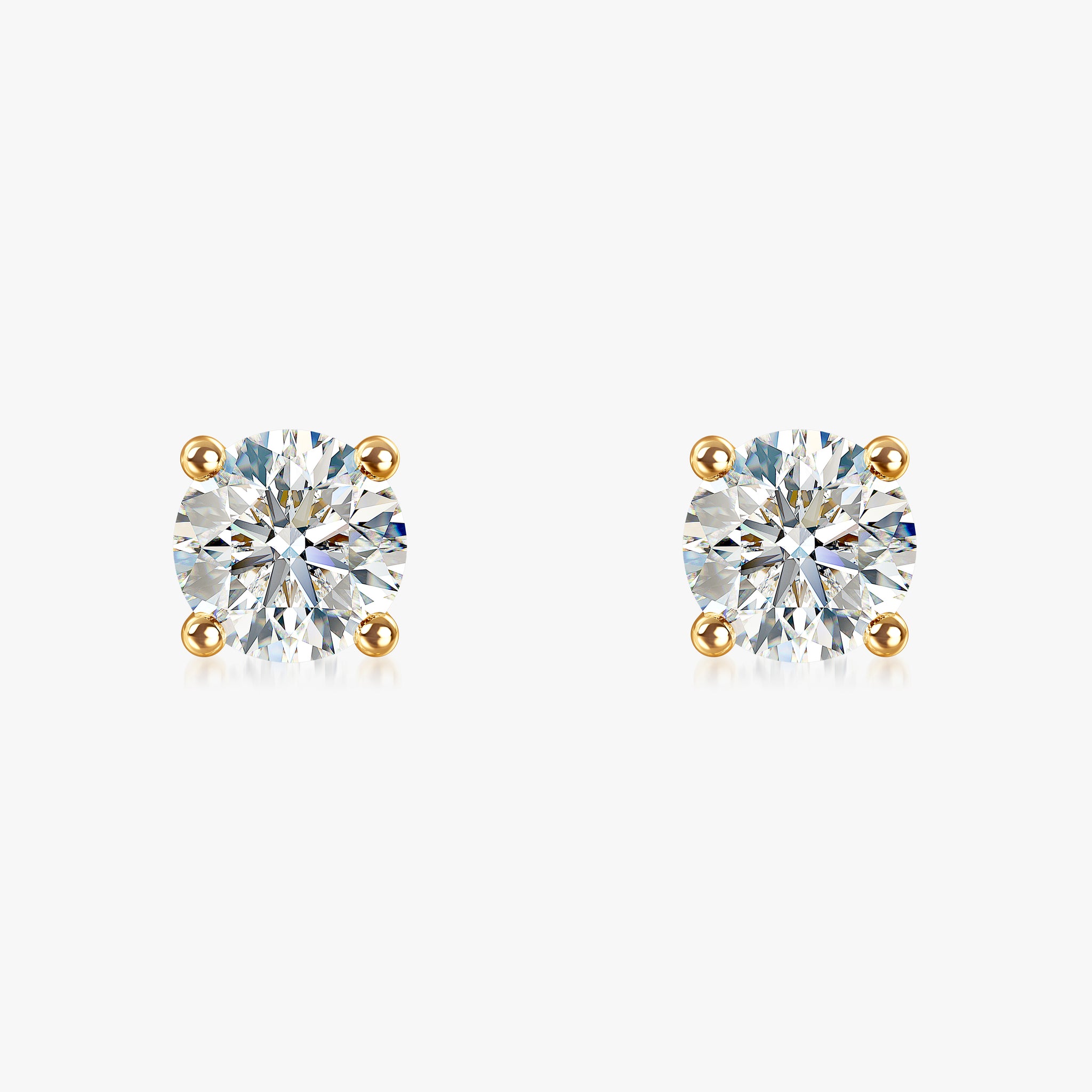 J'EVAR 18KT Yellow Gold ALTR Lab Grown Diamond Stud Earrings with Guardian Backs Front View