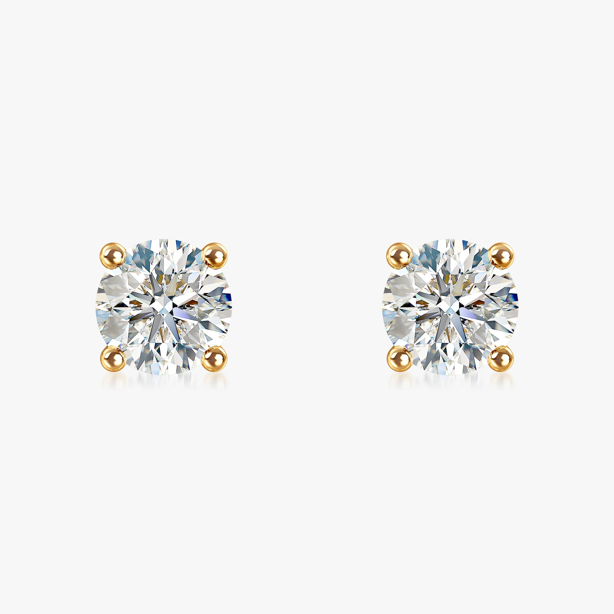 J'EVAR 18KT Yellow Gold ALTR Lab Grown Diamond Stud Earrings with Guardian Backs Front View