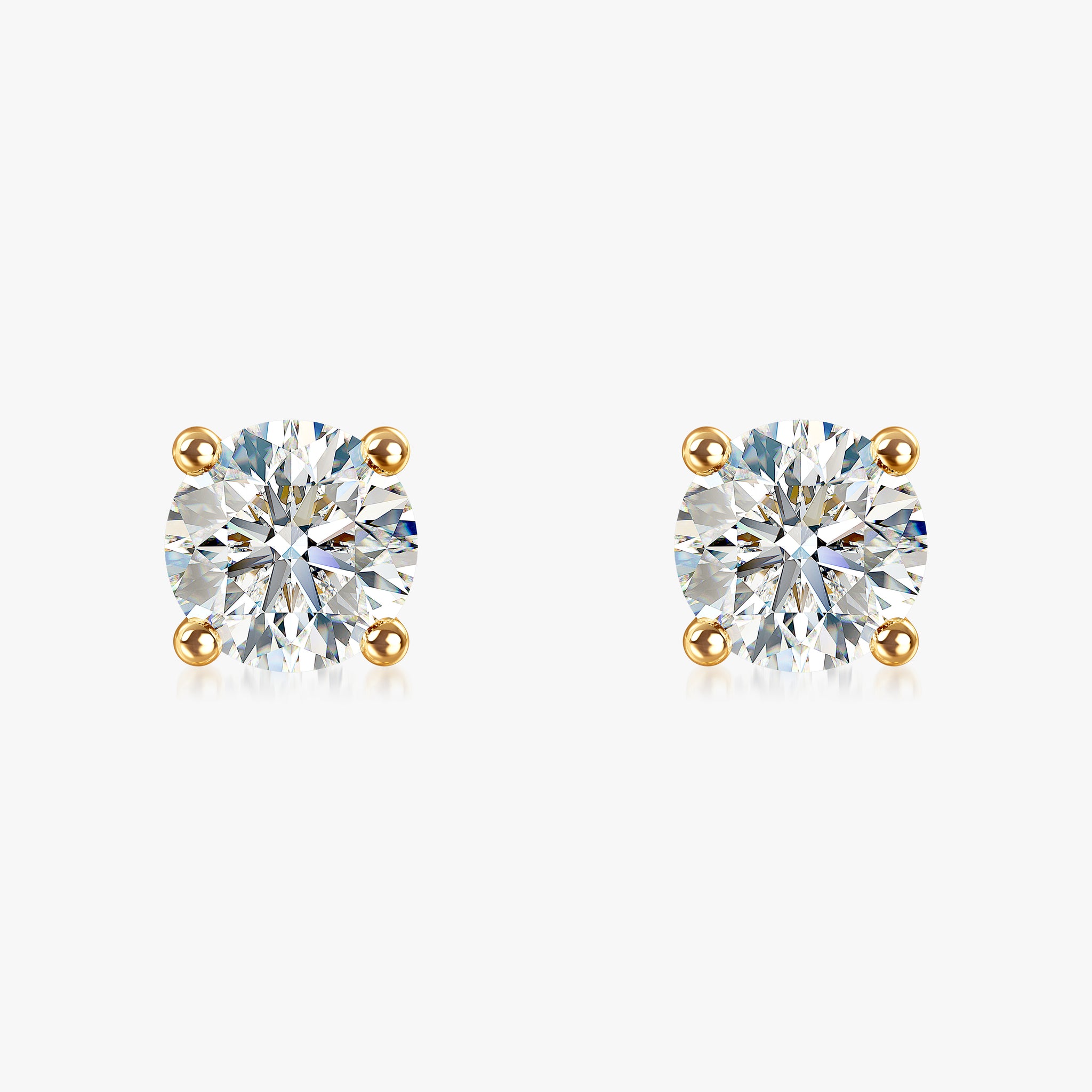 J'EVAR 18KT Yellow Gold ALTR Lab Grown Diamond Stud Earrings with Guardian Backs Front View