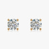 J'EVAR 18KT Yellow Gold ALTR Lab Grown Diamond Stud Earrings with Guardian Backs Front View | Pair / 5.00 CT