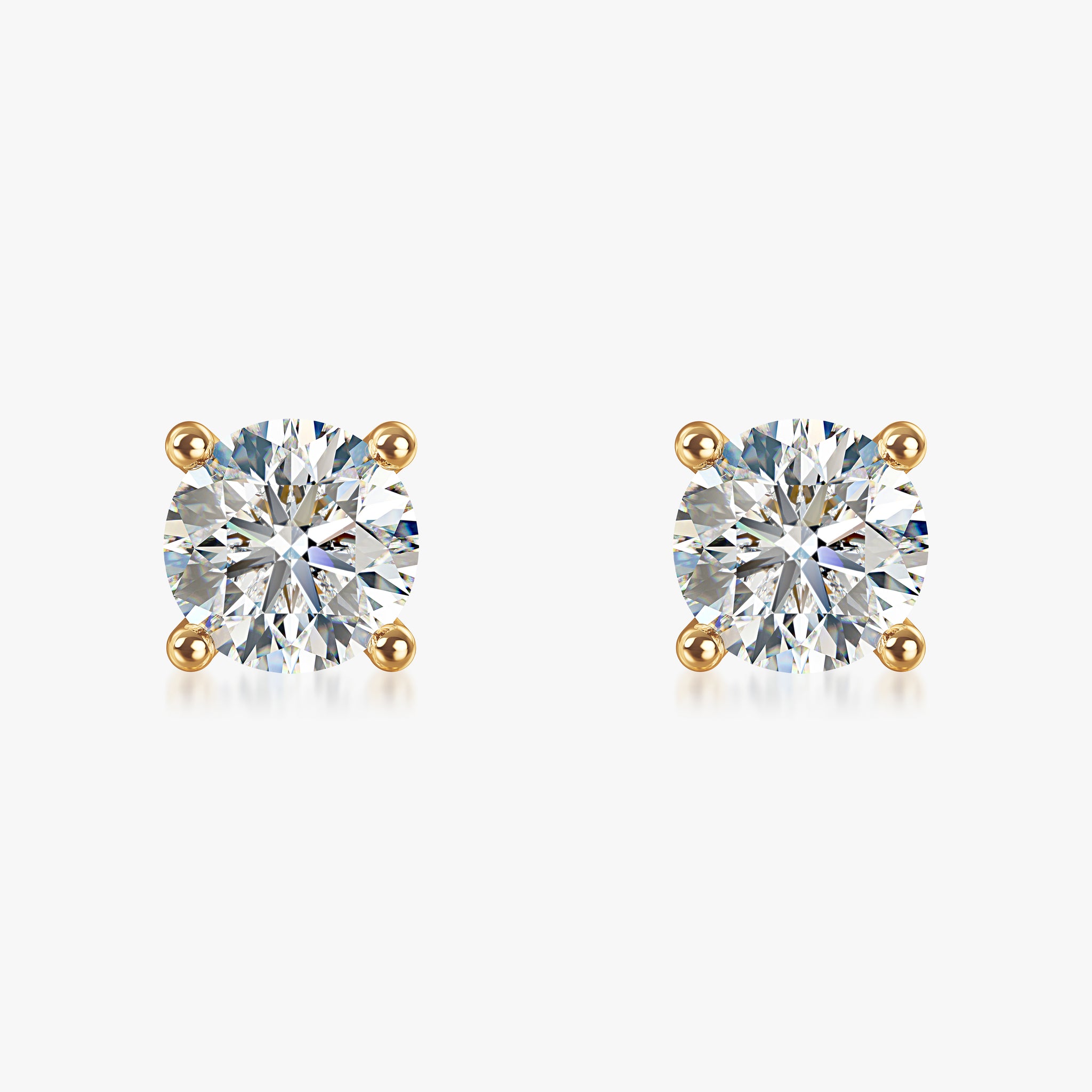 J'EVAR 18KT Yellow Gold ALTR Lab Grown Diamond Stud Earrings with Guardian Backs Front View