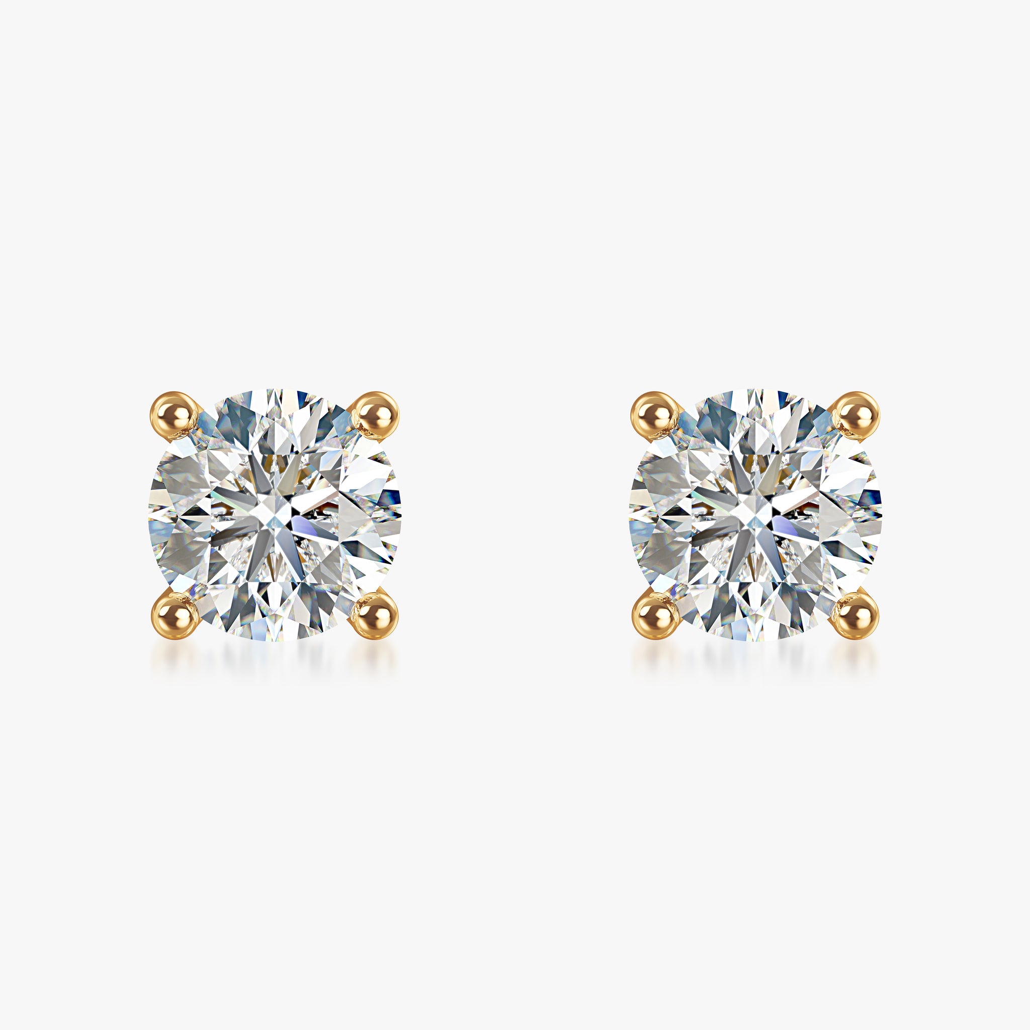 J'EVAR 18KT Yellow Gold ALTR Lab Grown Diamond Stud Earrings with Guardian Backs Front View