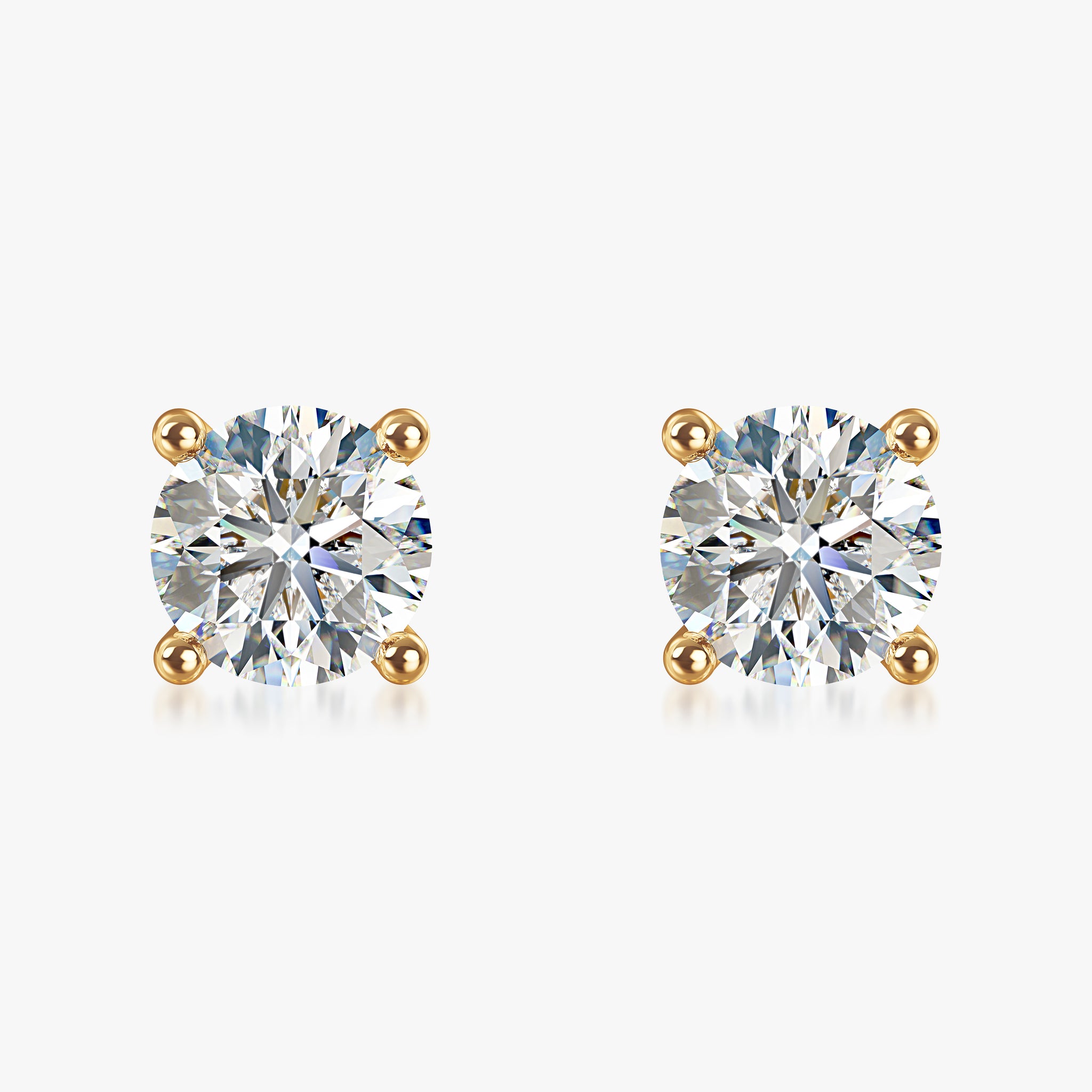 J'EVAR 18KT Yellow Gold ALTR Lab Grown Diamond Stud Earrings with Guardian Backs Front View