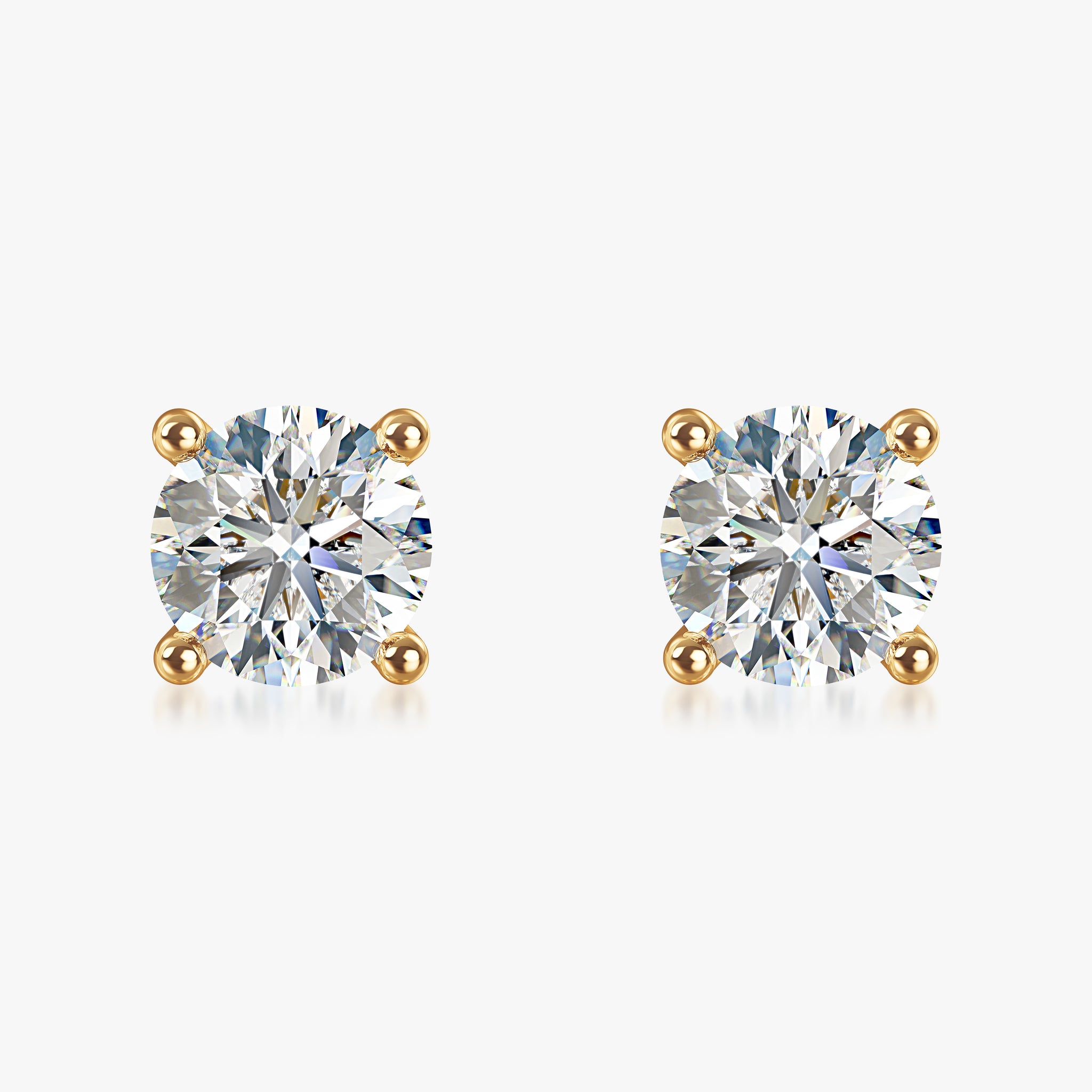 J'EVAR 18KT Yellow Gold ALTR Lab Grown Diamond Stud Earrings with Guardian Backs Front View