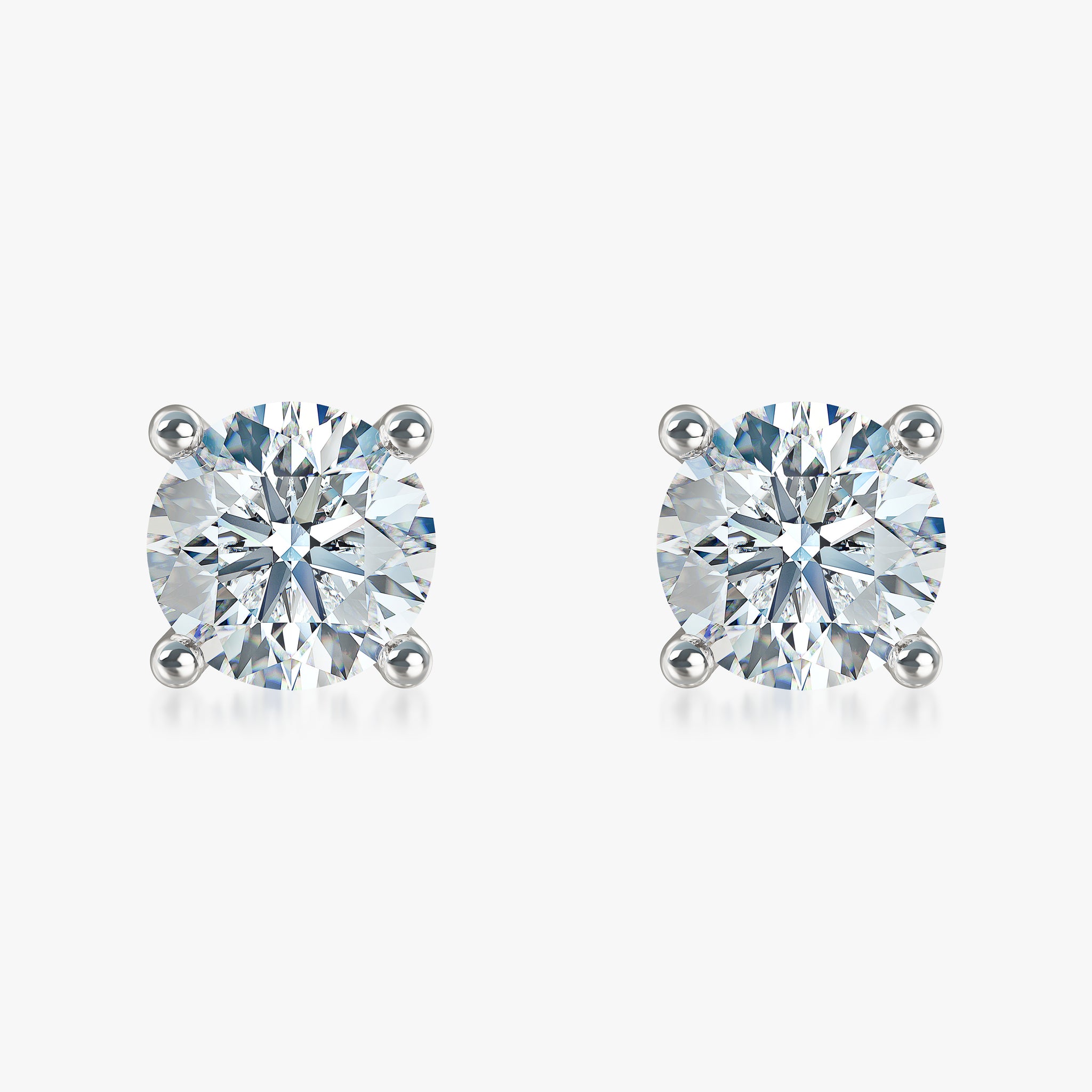 J'EVAR 18KT White Gold ALTR Lab Grown Diamond Stud Earrings with Guardian Backs Front View