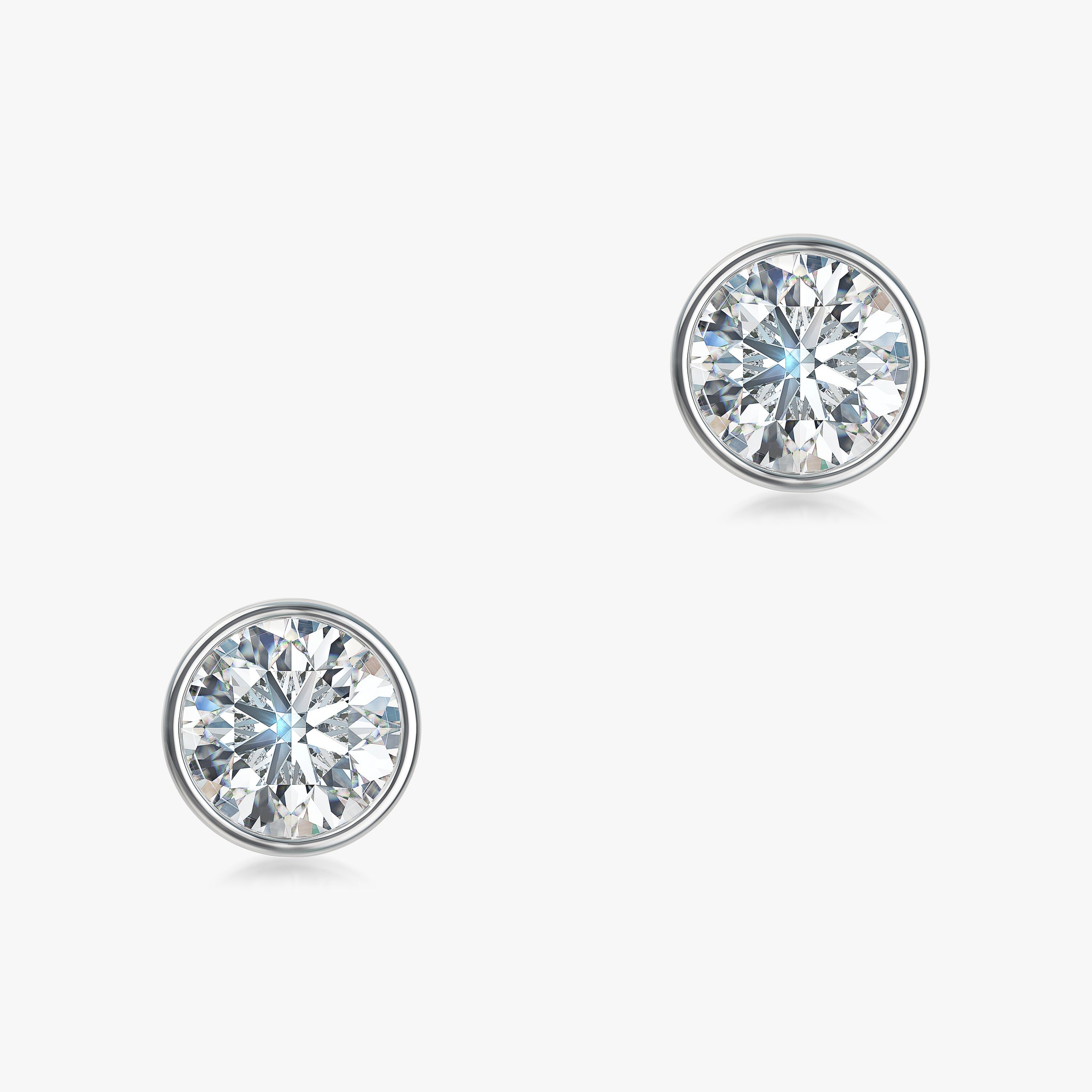 J'EVAR 18KT White Gold Elements ALTR Lab Grown Diamond Bezel Stud Earrings Front View