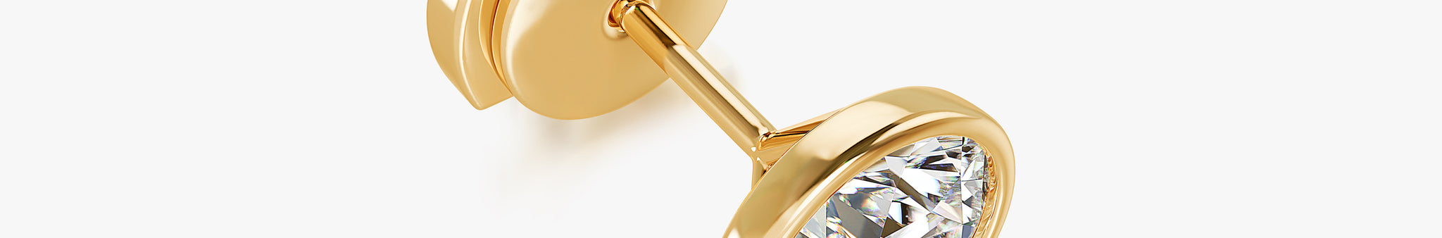 J'EVAR 18KT Yellow Gold Elements ALTR Lab Grown Diamond Bezel Stud Earrings Lock View