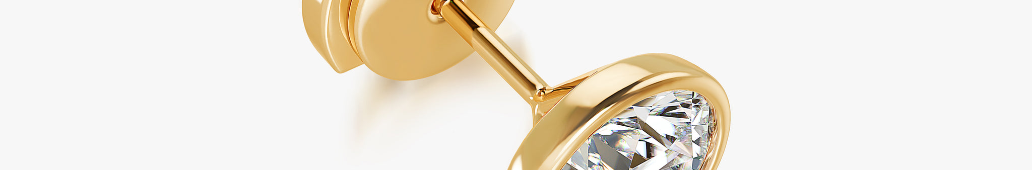 J'EVAR 18KT Yellow Gold Elements ALTR Lab Grown Diamond Bezel Stud Earrings Lock View