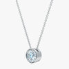 J'EVAR 14KT White Gold Solitaire Diamond Necklace ALTR Lab Grown Bezel Solitaire Diamond Necklace Side Perpective View | 1.00 CT