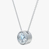 J'EVAR 14KT White Gold Solitaire Diamond Necklace ALTR Lab Grown Bezel Solitaire Diamond Necklace Side Perpective View | 2.50 CT