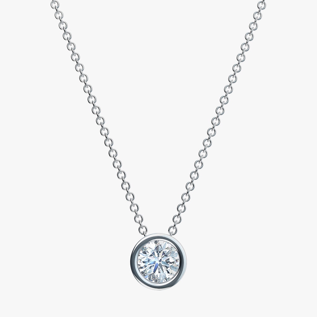 J'EVAR 14KT White Gold Solitaire Diamond Necklace ALTR Lab Grown Bezel Solitaire Diamond Necklace Front View | 0.50 CT