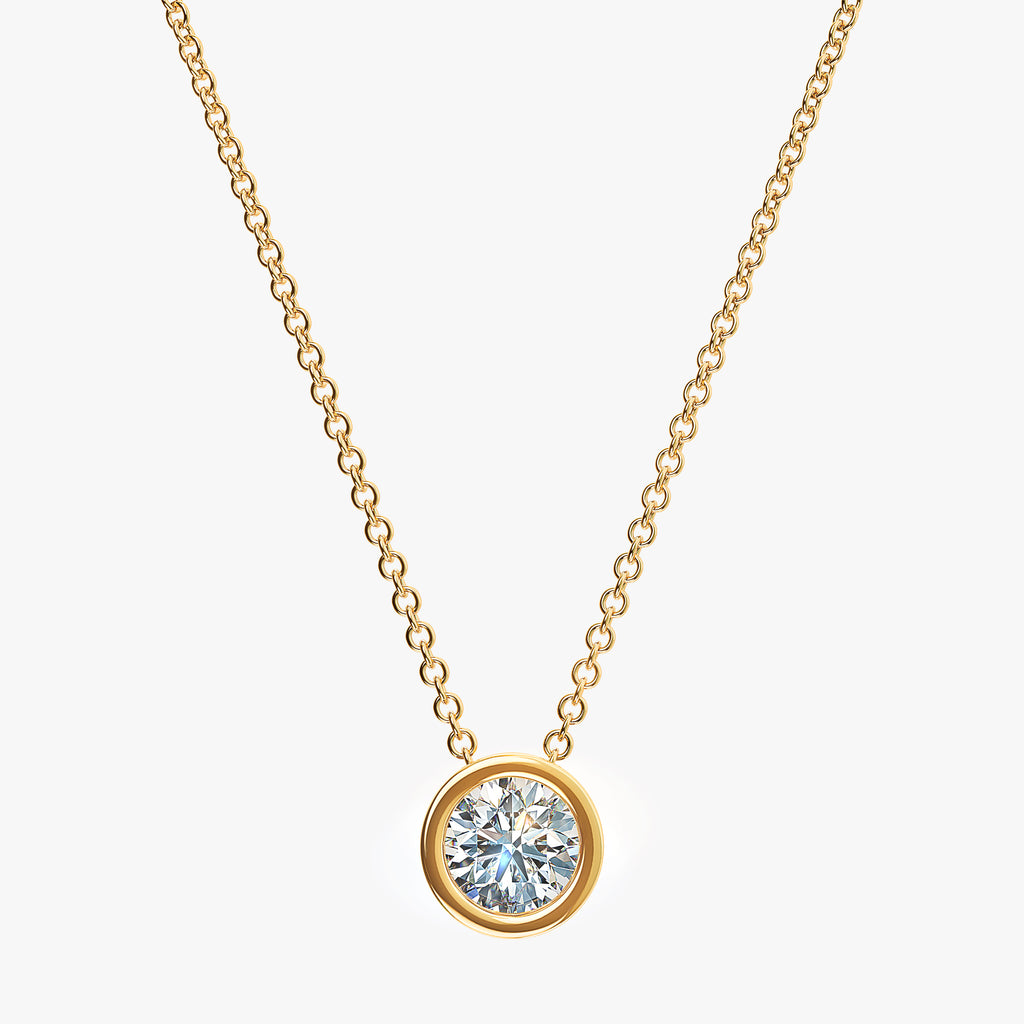 J'EVAR 14kt Yellow Gold Solitaire Diamond Necklace ALTR Lab Grown Bezel Solitaire Diamond Necklace Front View | 0.50 CT