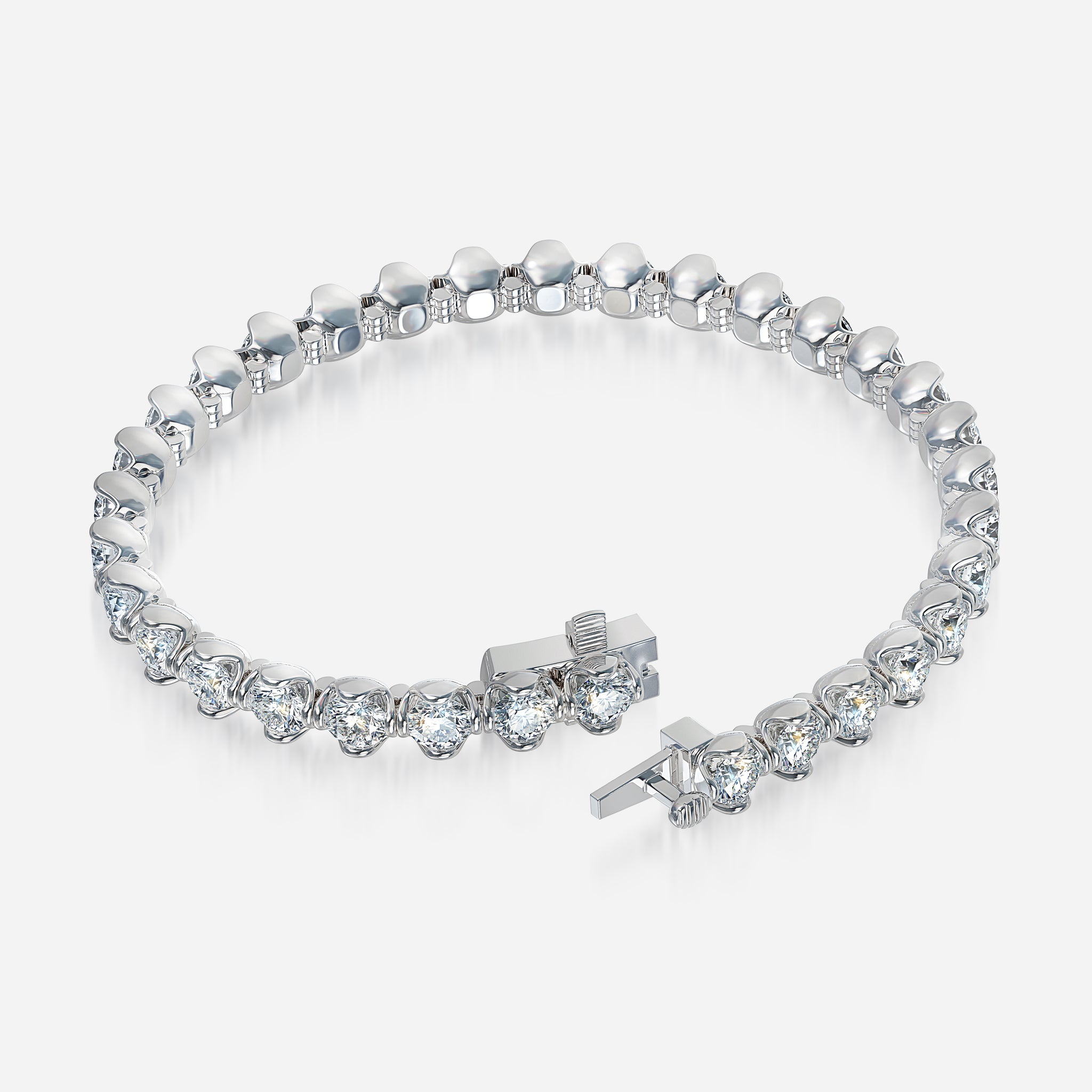 J'EVAR 18KT White Gold Lotus Petals ALTR Lab Grown Diamond Tennis Bracelet Lock View