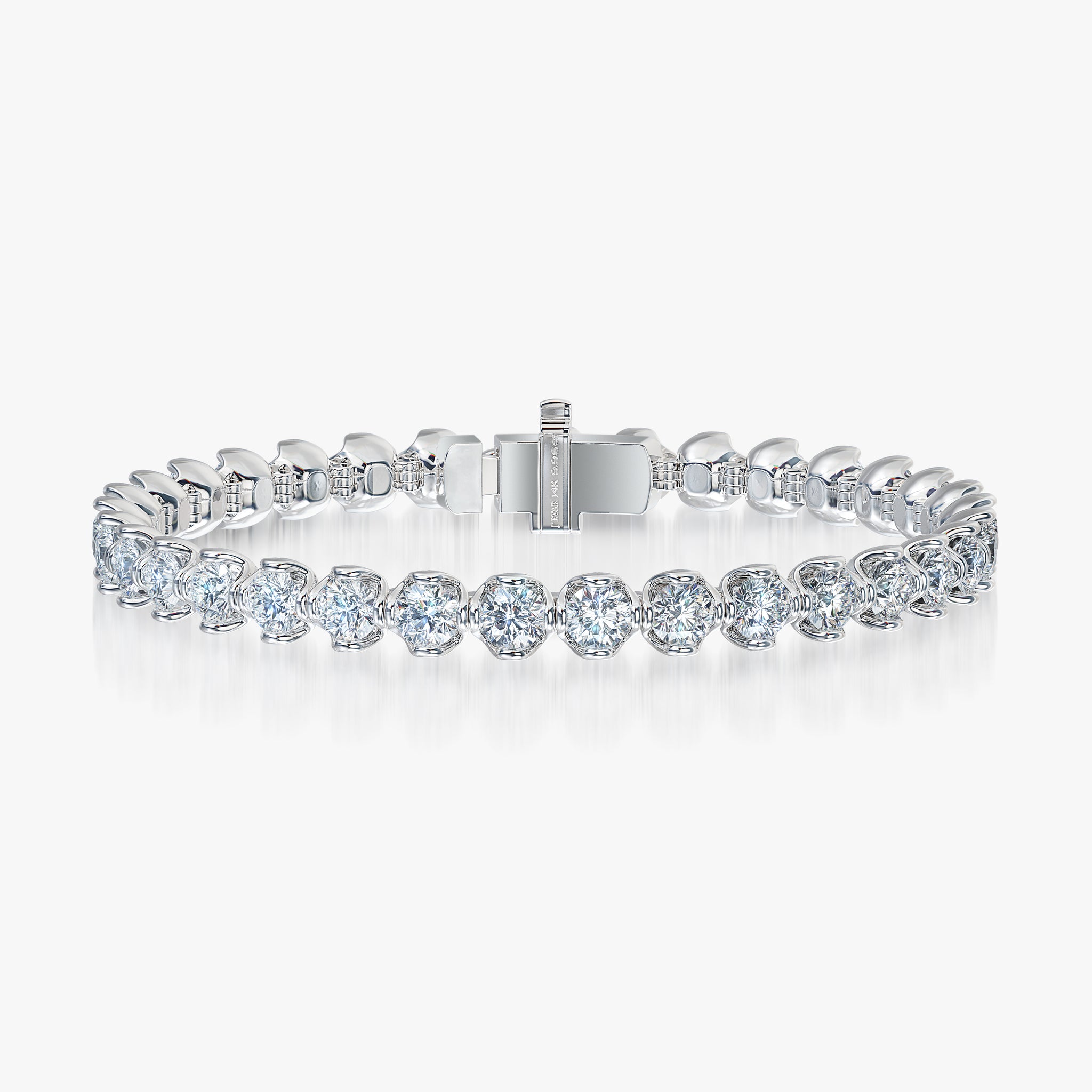 J'EVAR 18KT White Gold Lotus Petals ALTR Lab Grown Diamond Tennis Bracelet Front View