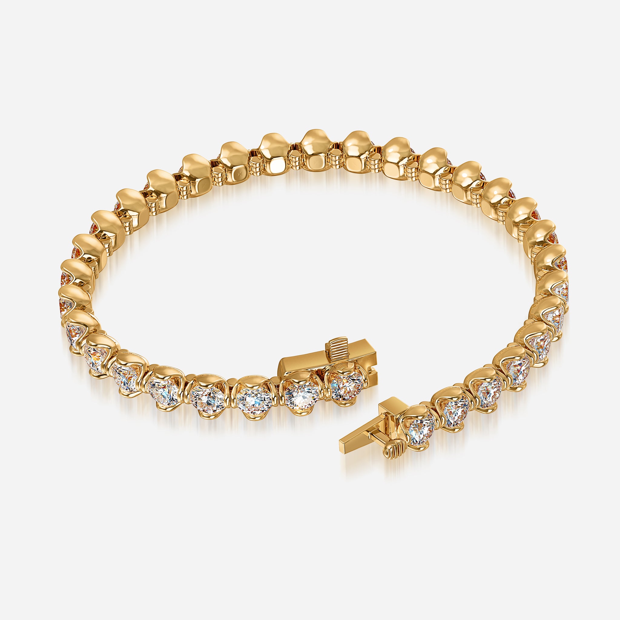 J'EVAR 18KT Yellow Gold Lotus Petals ALTR Lab Grown Diamond Tennis Bracelet Lock View