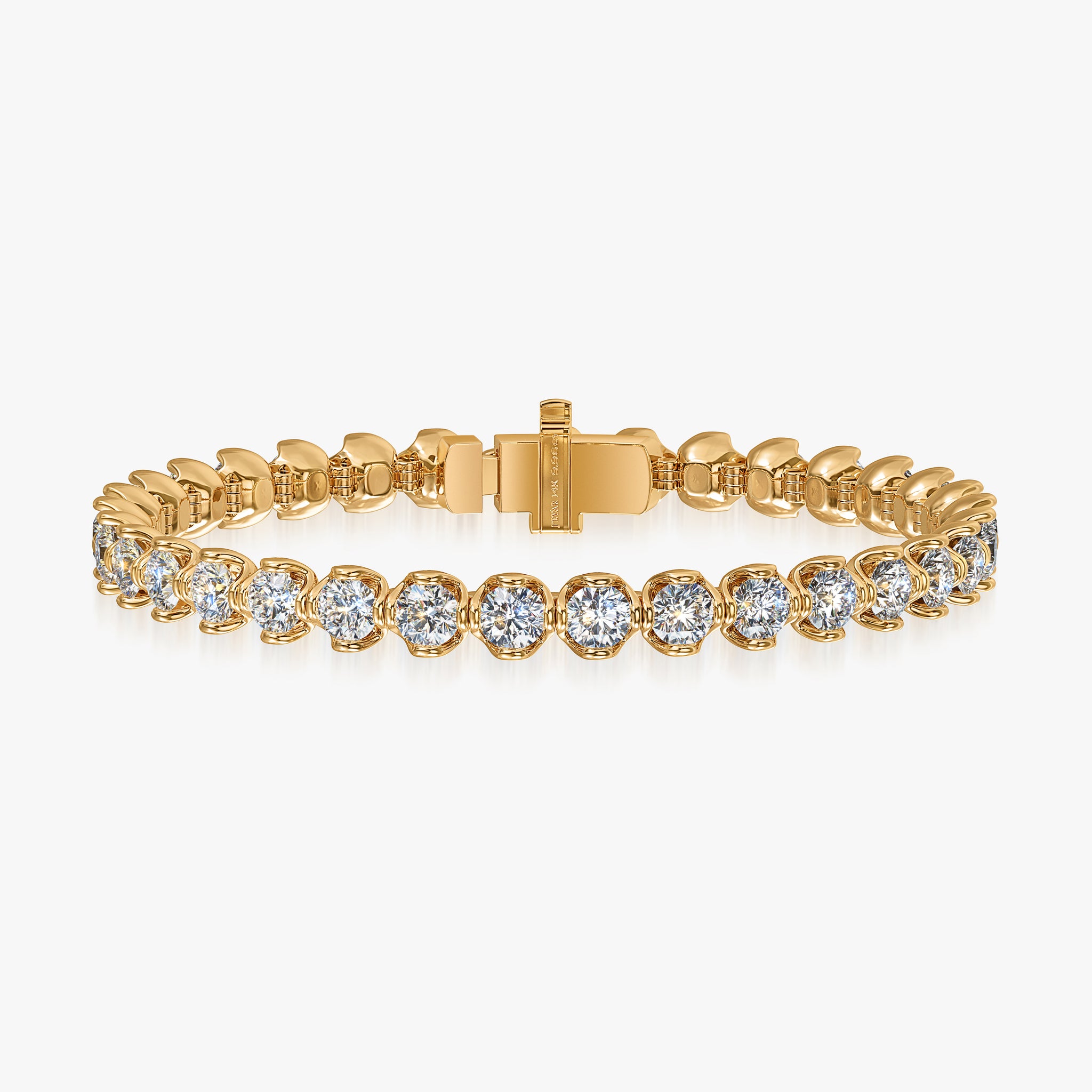 J'EVAR 18KT Yellow Gold Lotus Petals ALTR Lab Grown Diamond Tennis Bracelet Front View