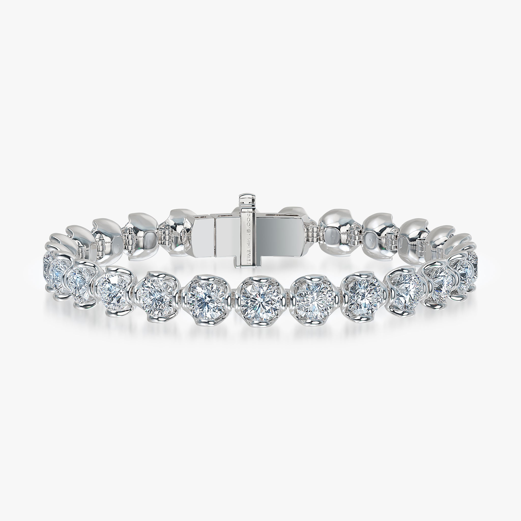 J'EVAR 18KT White Gold Lotus Petals ALTR Lab Grown Diamond Tennis Bracelet Front View