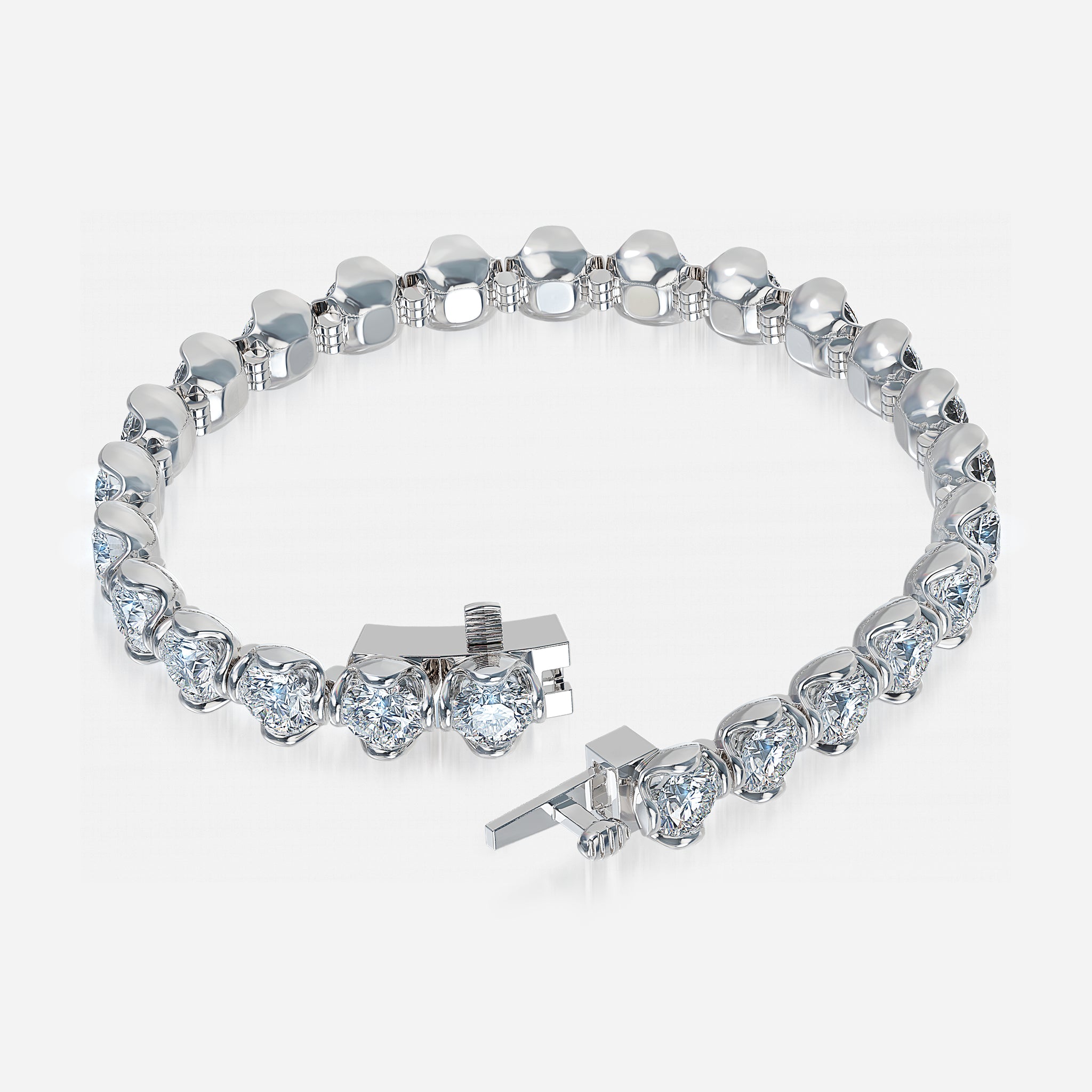 J'EVAR 18KT White Gold Lotus Petals ALTR Lab Grown Diamond Tennis Bracelet Lock View