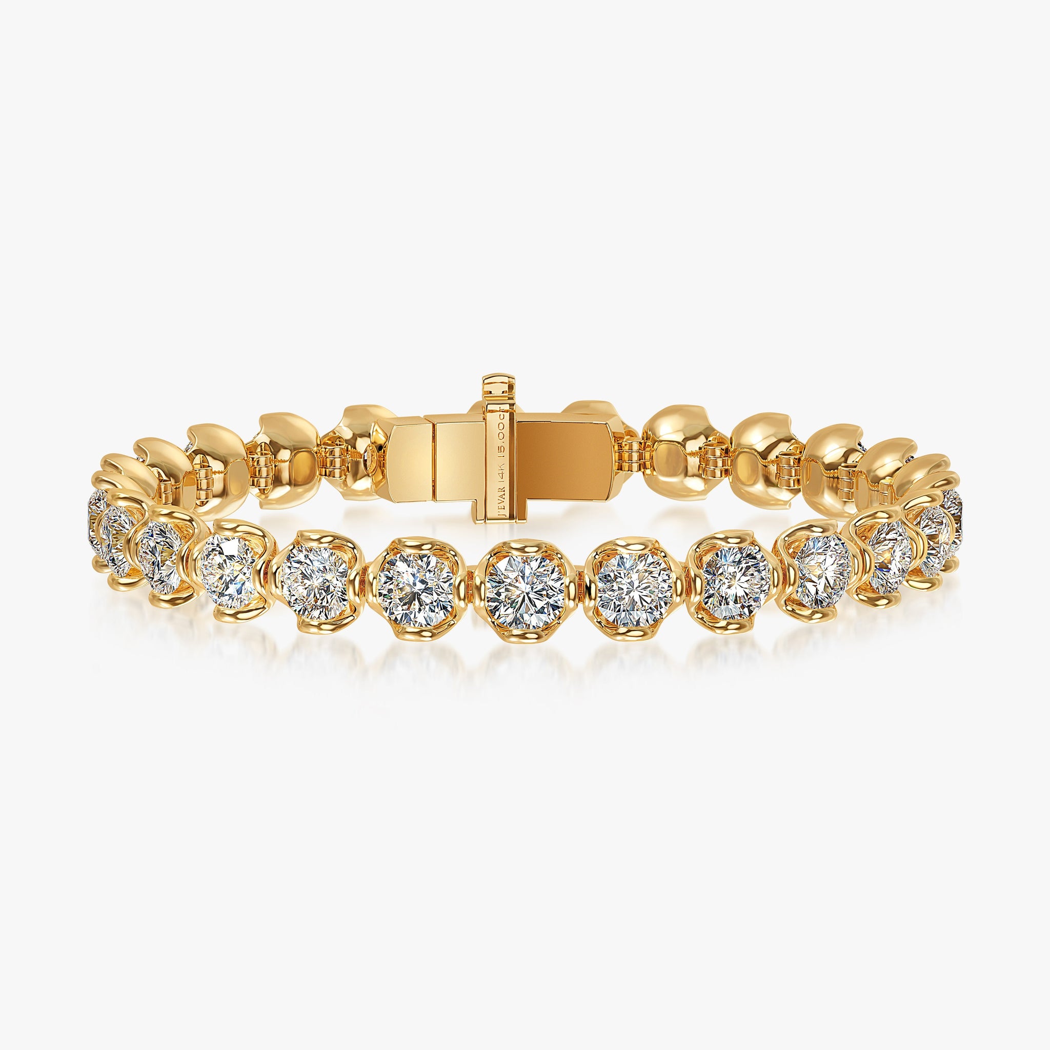 J'EVAR 18KT Yellow Gold Lotus Petals ALTR Lab Grown Diamond Tennis Bracelet Front View