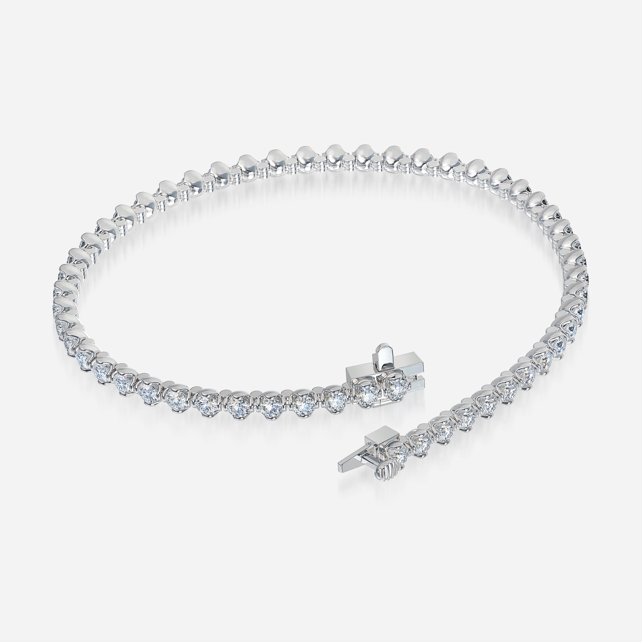 J'EVAR 14KT White Gold Jevar Lotus Petals ALTR Lab Grown Diamond Tennis Bracelet Lock View