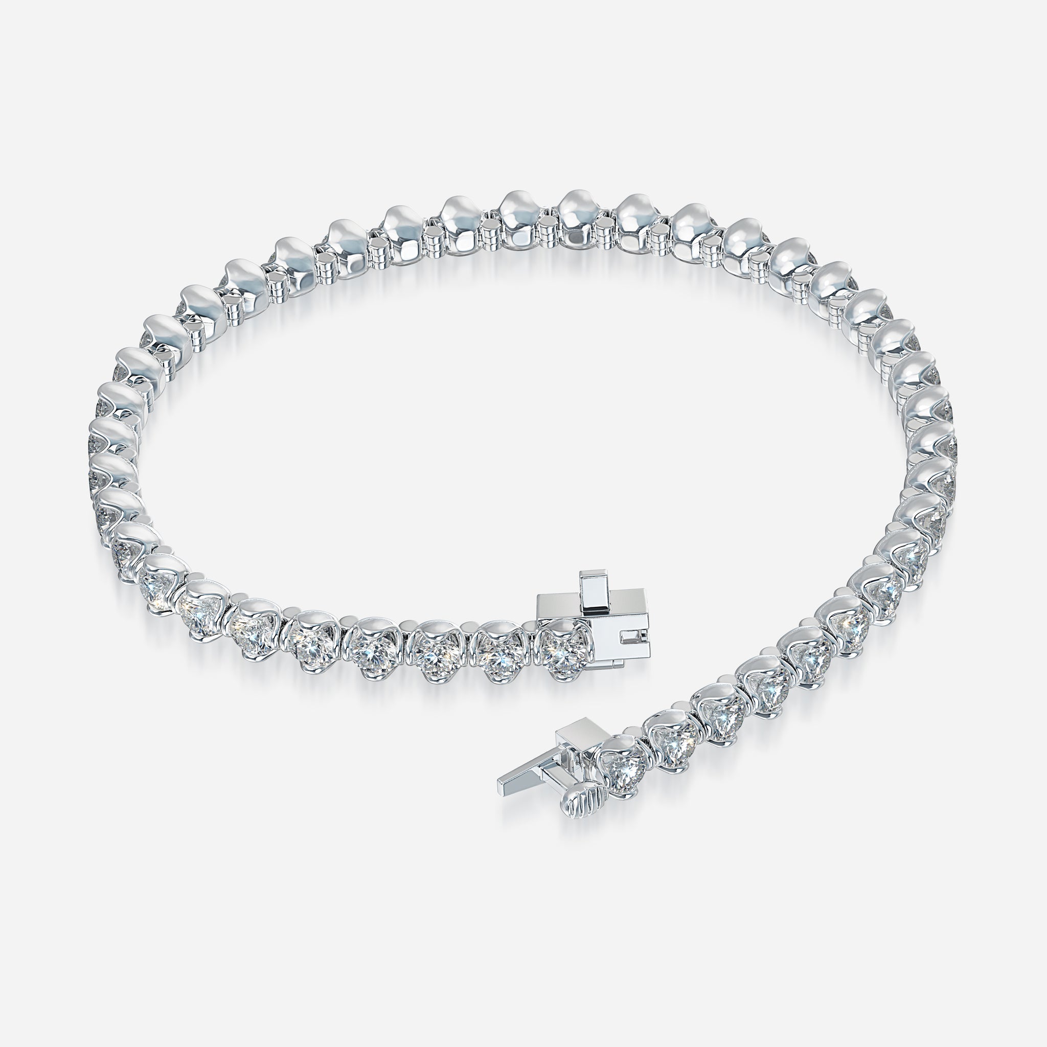 J'EVAR 14KT White Gold Jevar Lotus Petals ALTR Lab Grown Diamond Tennis Bracelet Lock View