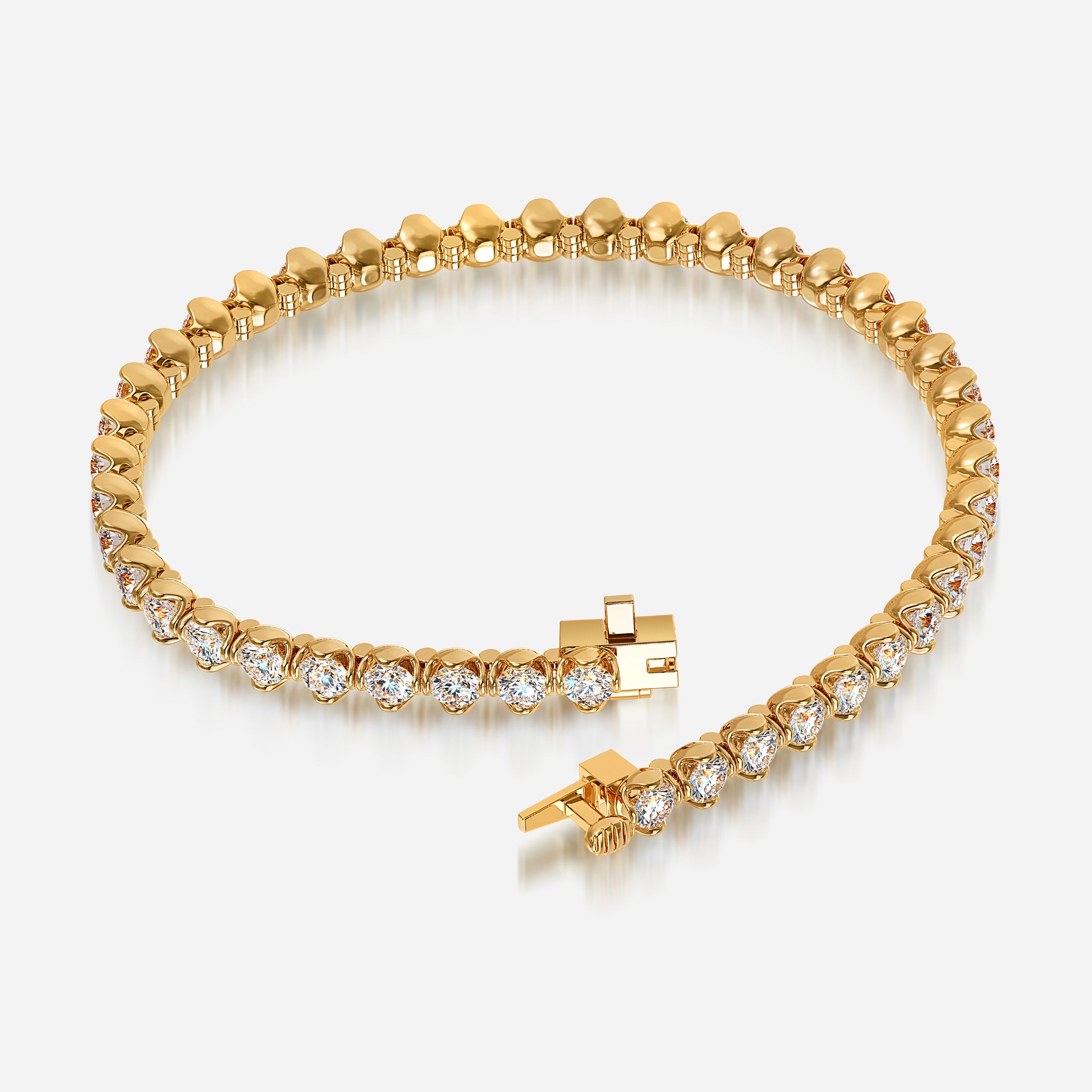 J'EVAR 14KT Yellow Gold Jevar Lotus Petals ALTR Lab Grown Diamond Tennis Bracelet Lock View