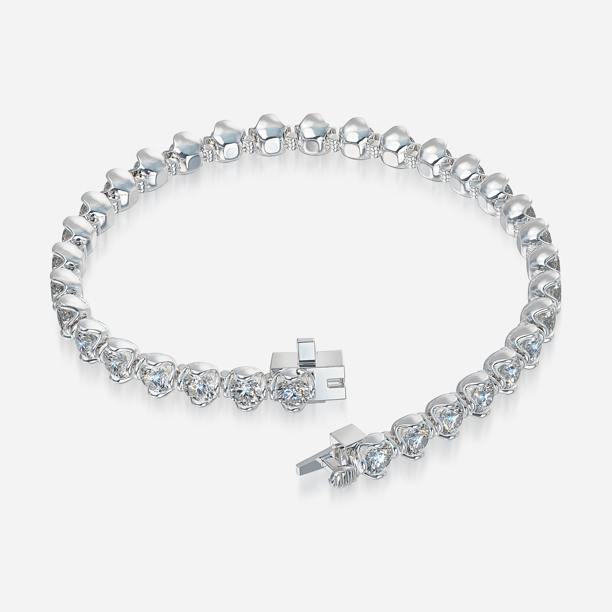 J'EVAR 14KT White Gold Jevar Lotus Petals ALTR Lab Grown Diamond Tennis Bracelet Lock View