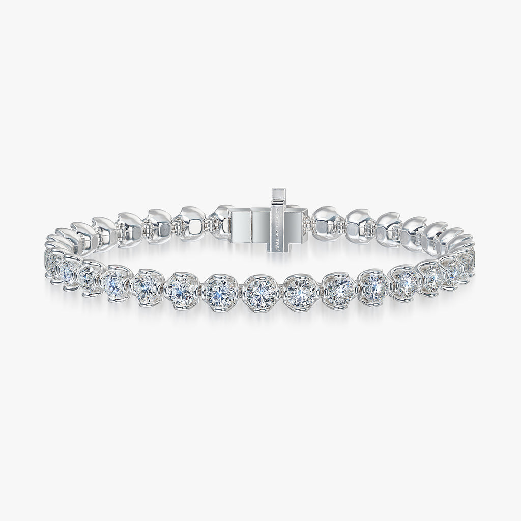 J'EVAR 14KT White Gold Jevar Lotus Petals ALTR Lab Grown Diamond Tennis Bracelet Front View | 6.0 IN / 5.80 CT