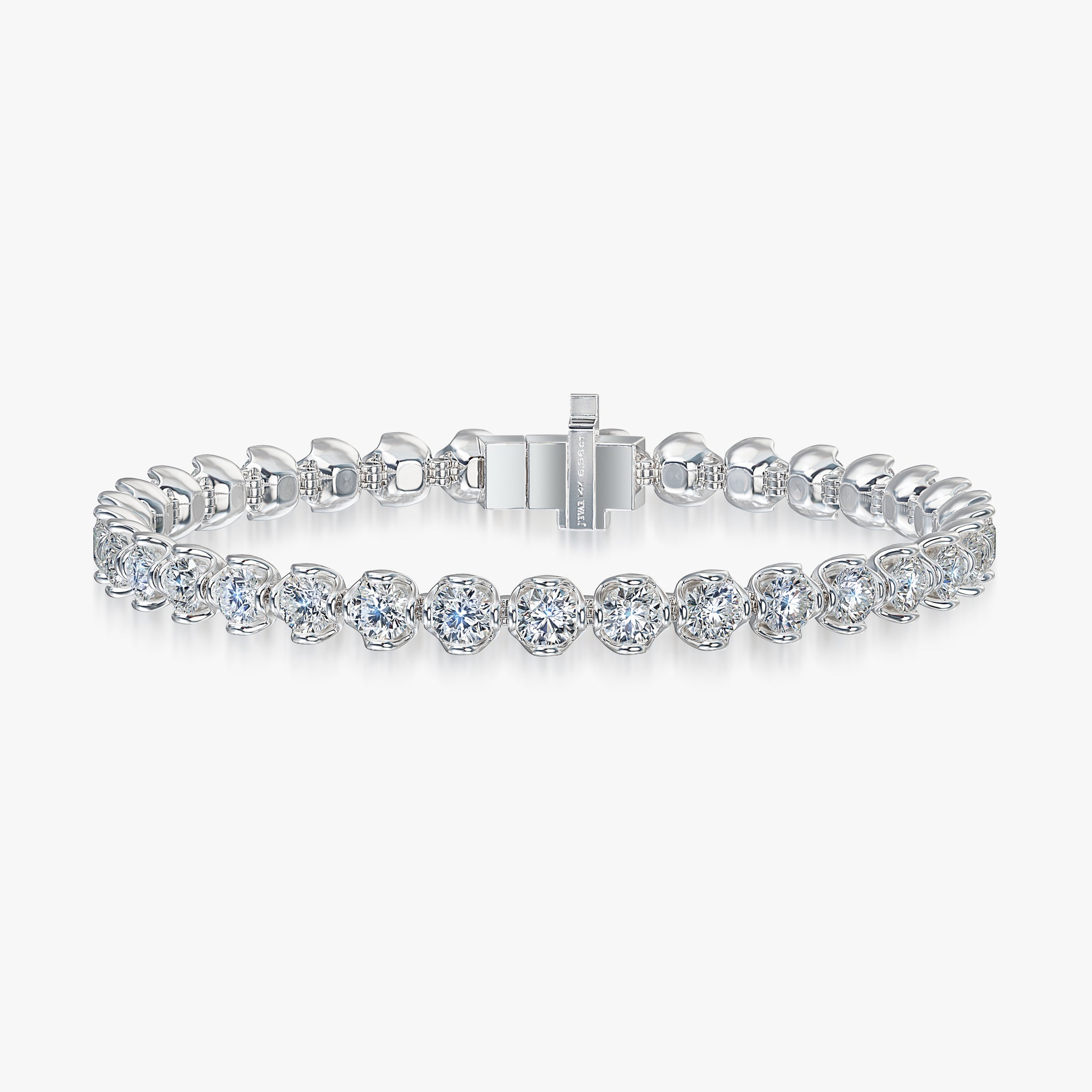 J'EVAR 14KT White Gold Jevar Lotus Petals ALTR Lab Grown Diamond Tennis Bracelet Front View