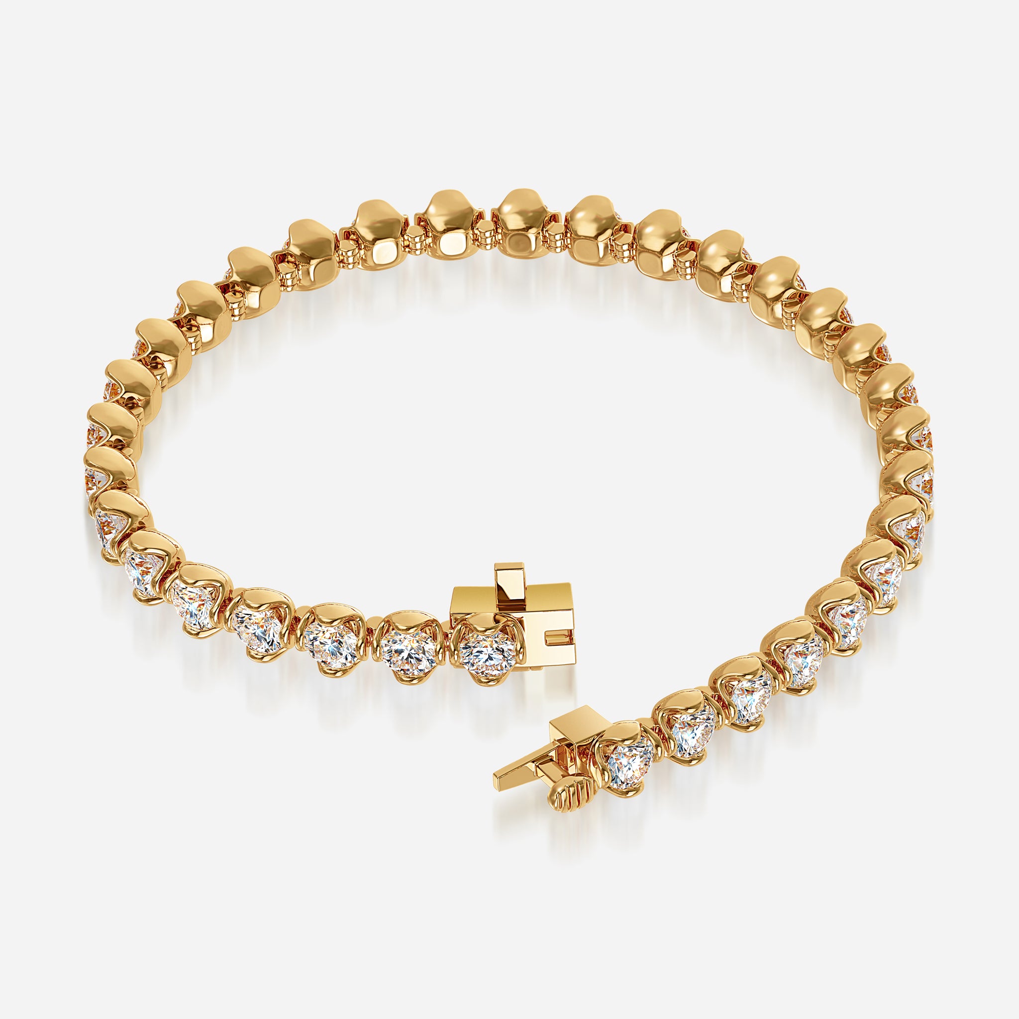 J'EVAR 14KT Yellow Gold Jevar Lotus Petals ALTR Lab Grown Diamond Tennis Bracelet Lock View