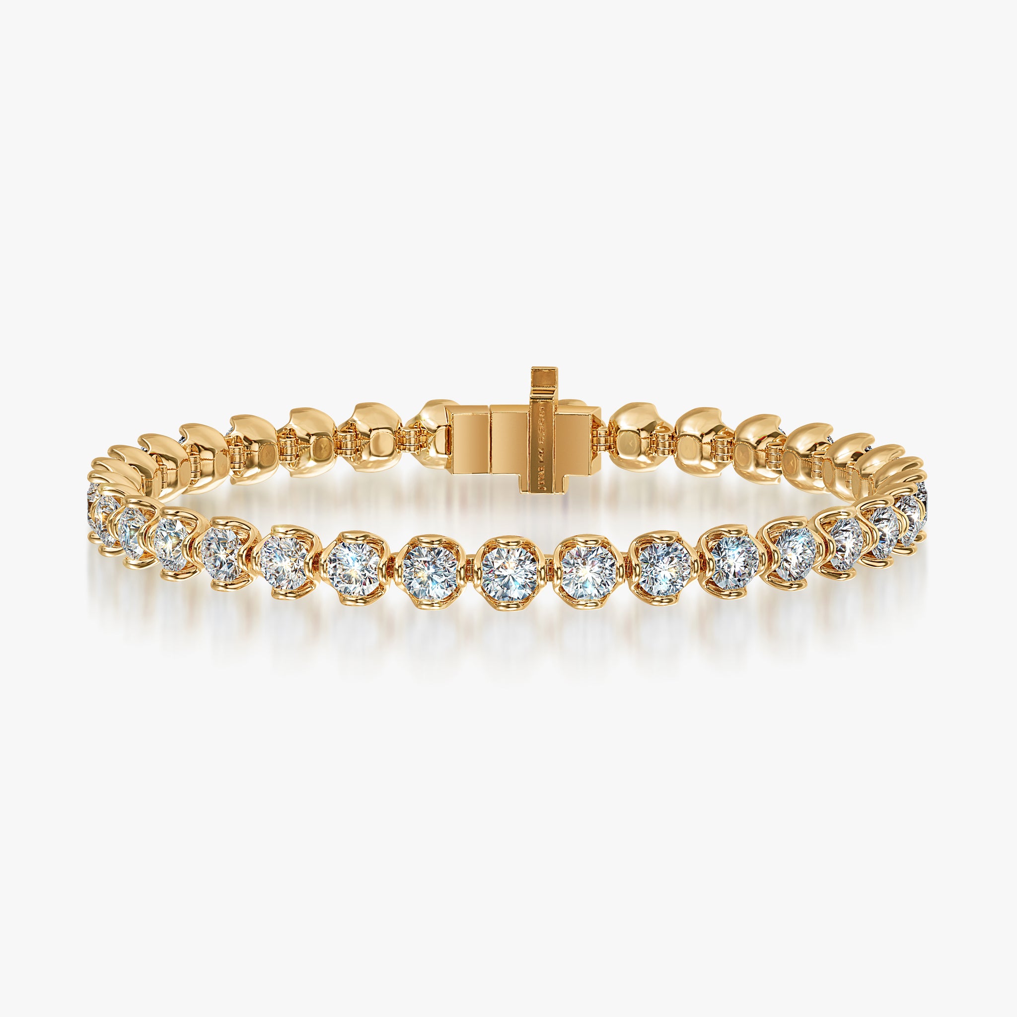 J'EVAR 14KT Yellow Gold Jevar Lotus Petals ALTR Lab Grown Diamond Tennis Bracelet Front View