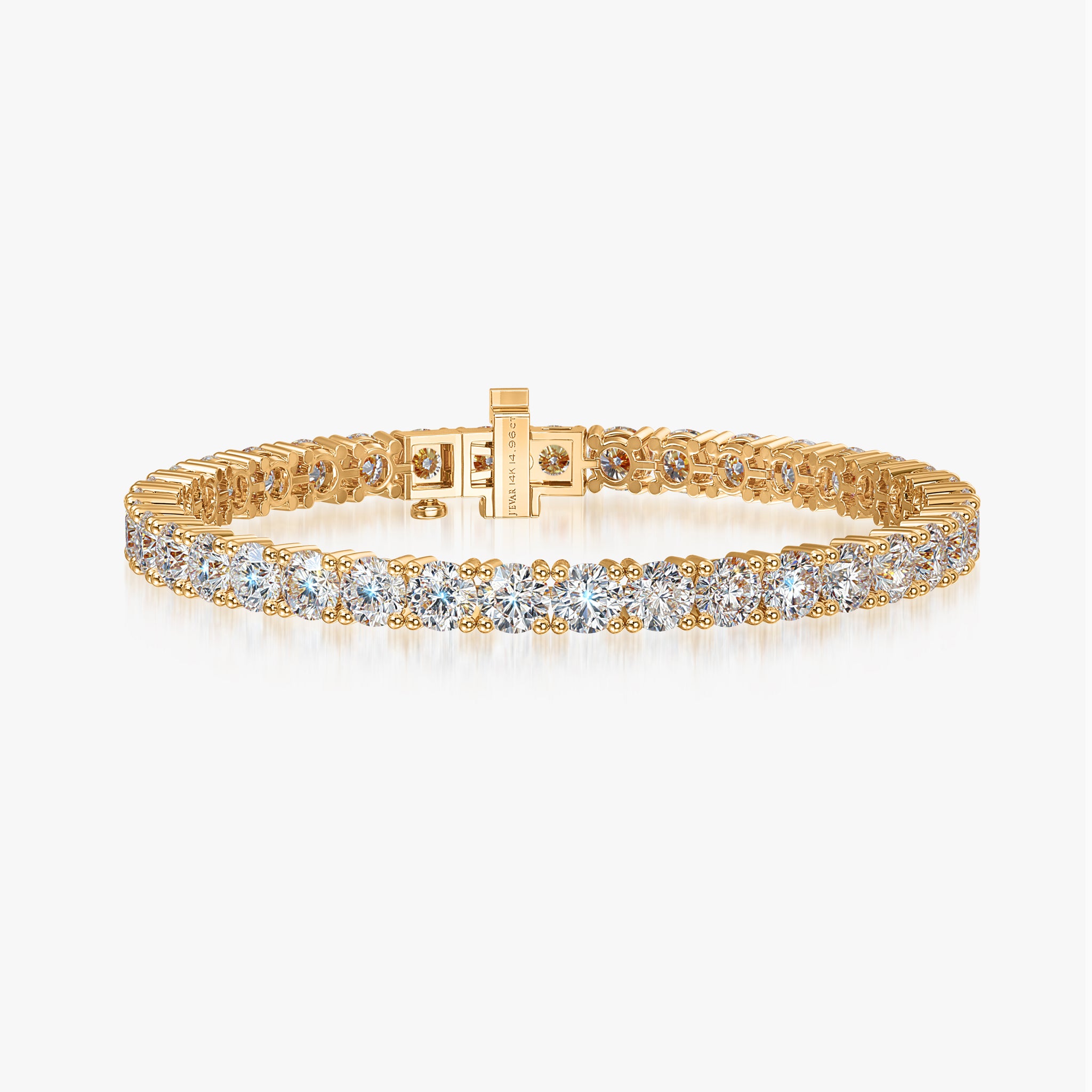 J'EVAR 14KT Yellow Gold Classic ALTR Lab Grown Diamond Tennis Bracelet Front View