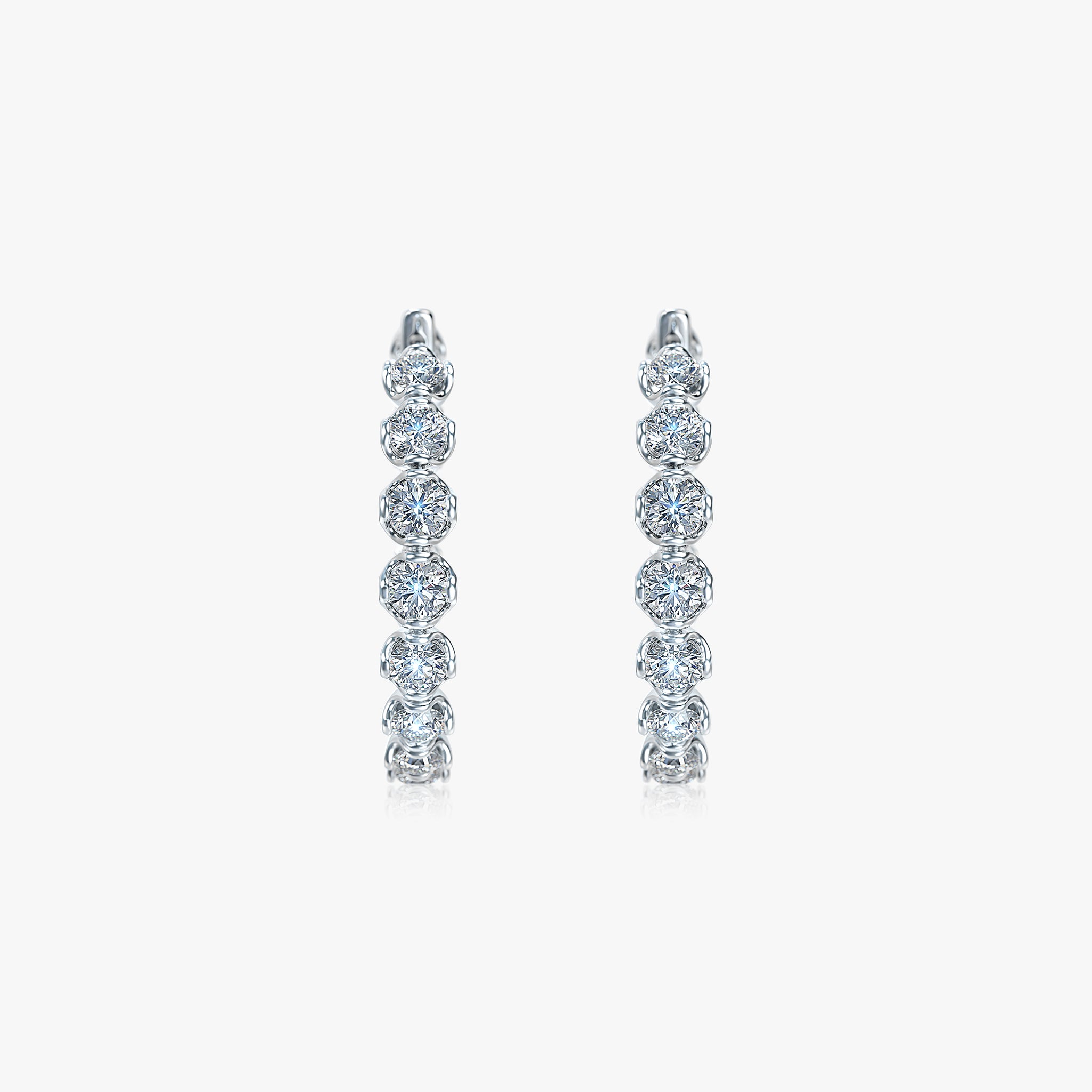 J'EVAR 14KT White Gold Lotus Petals ALTR Lab Grown Diamond Hoop Earrings Front View