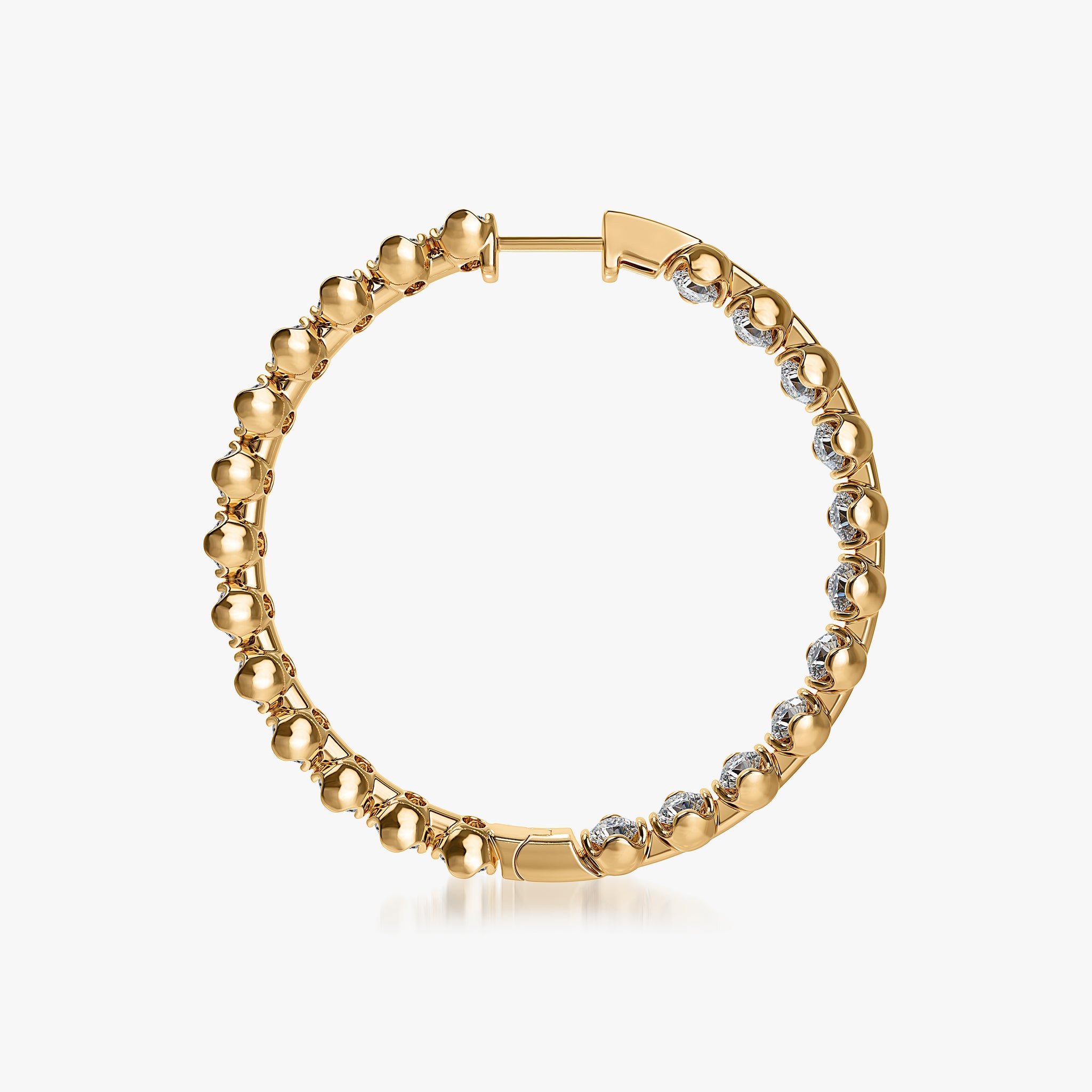 J'EVAR 14KT Yellow Gold Jevar Lotus Petals ALTR Lab Grown Diamond Hoop Earrings Side View