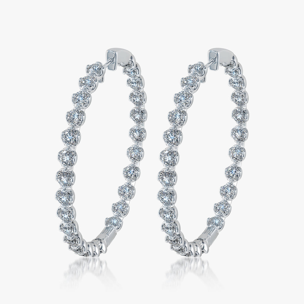 J'EVAR 18KT White Gold Lotus Petals ALTR Lab Grown Diamond Hoop Earrings Perspective View | 7.00 CT