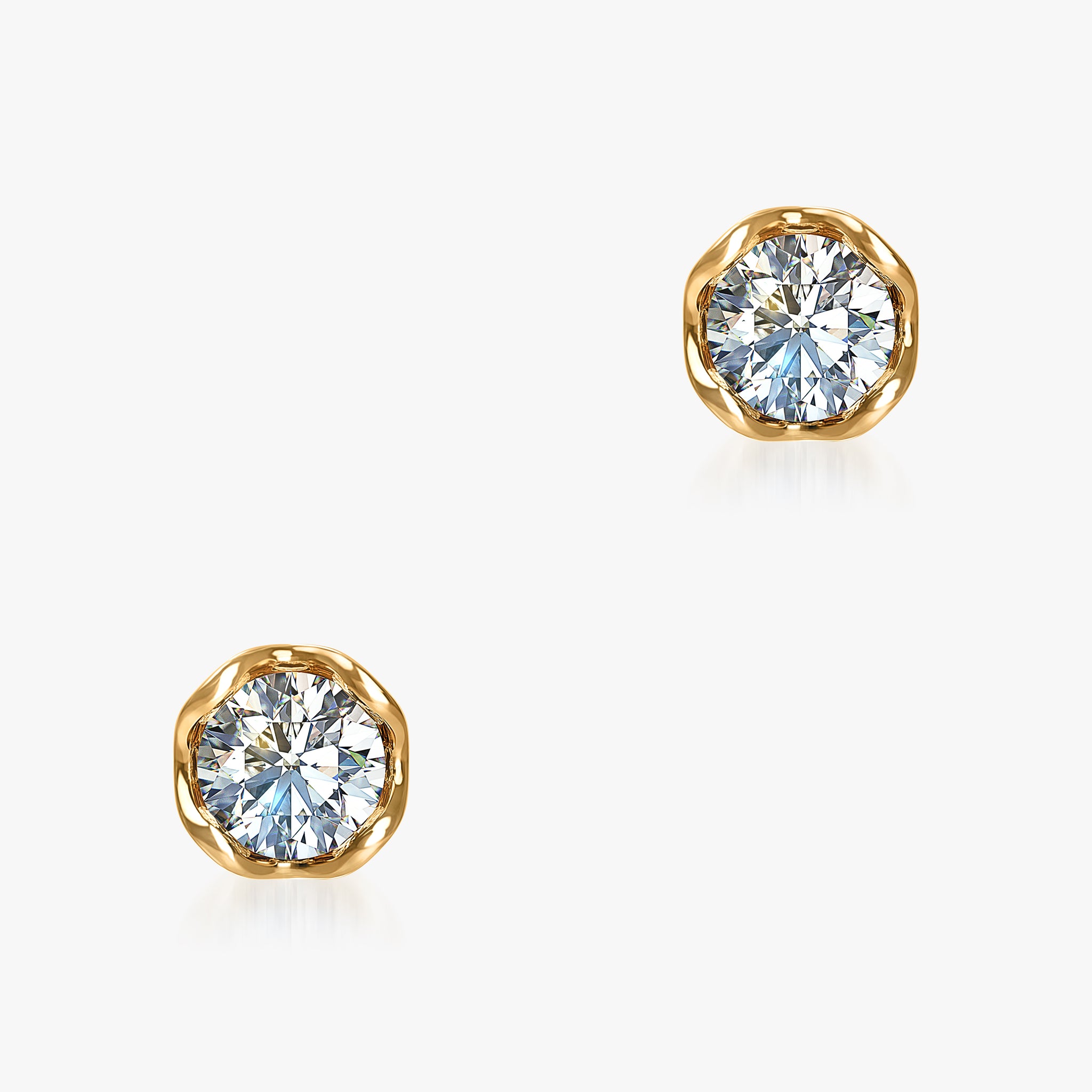 J'EVAR 14KT Yellow Gold Lotus Petals ALTR Lab Grown Diamond Earrings Front View