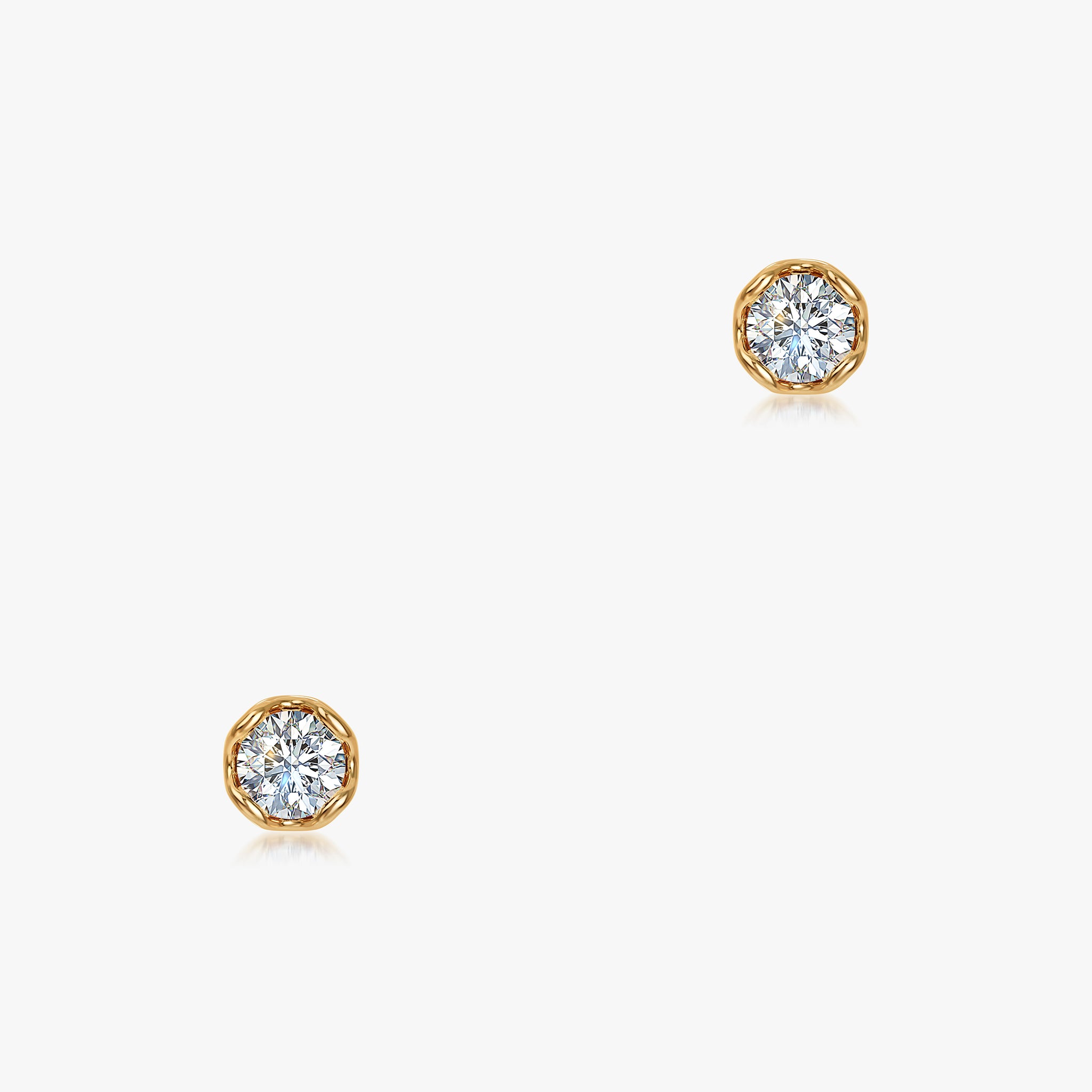 J'EVAR 14KT Yellow Gold Lotus Petals ALTR Lab Grown Diamond Earrings Front View | 0.20 CT