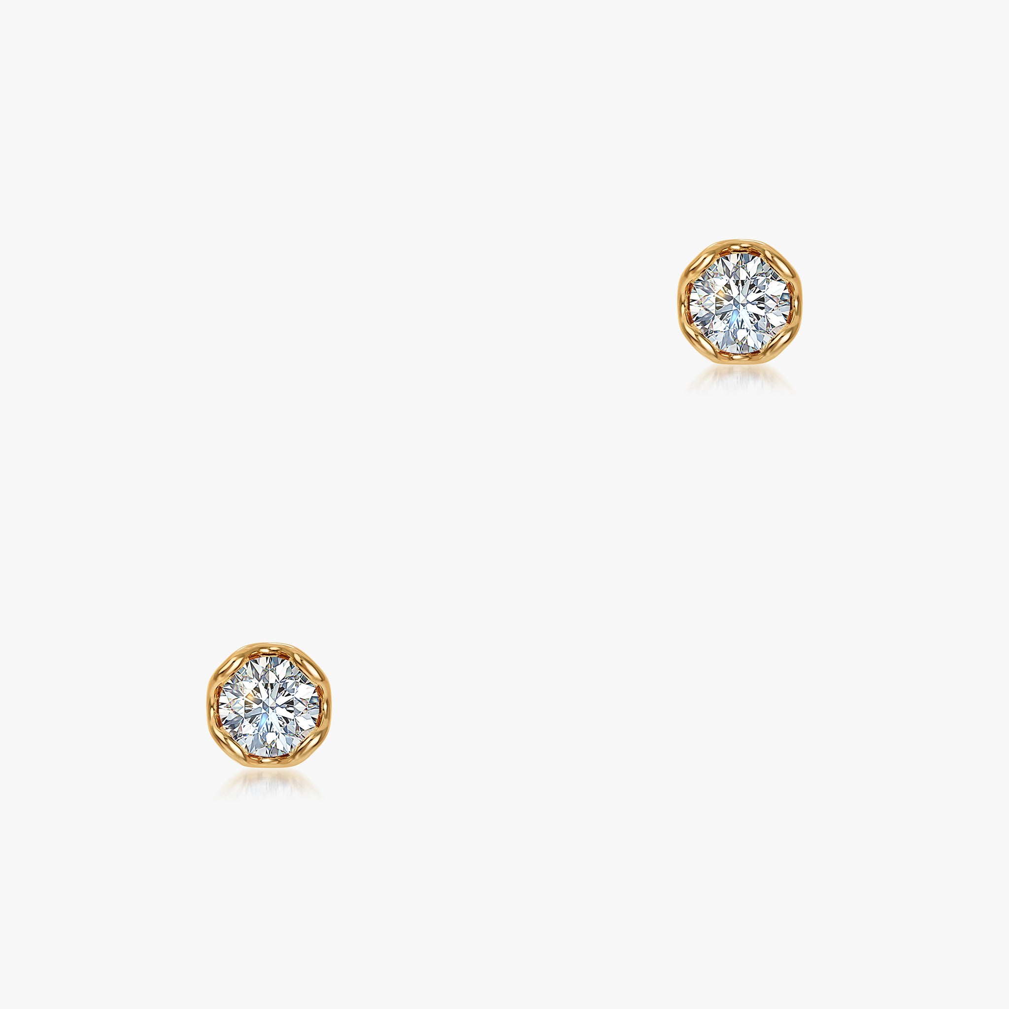 J'EVAR 14KT Yellow Gold Lotus Petals ALTR Lab Grown Diamond Earrings Front View