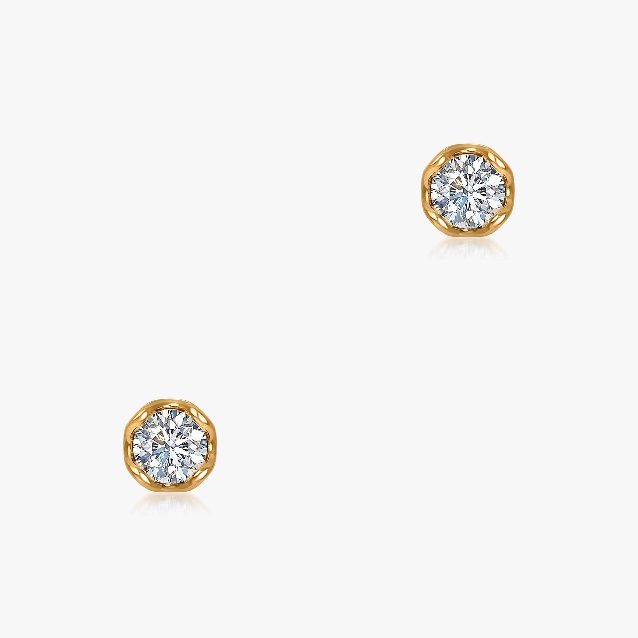 J'EVAR 14KT Yellow Gold Lotus Petals ALTR Lab Grown Diamond Earrings Front View