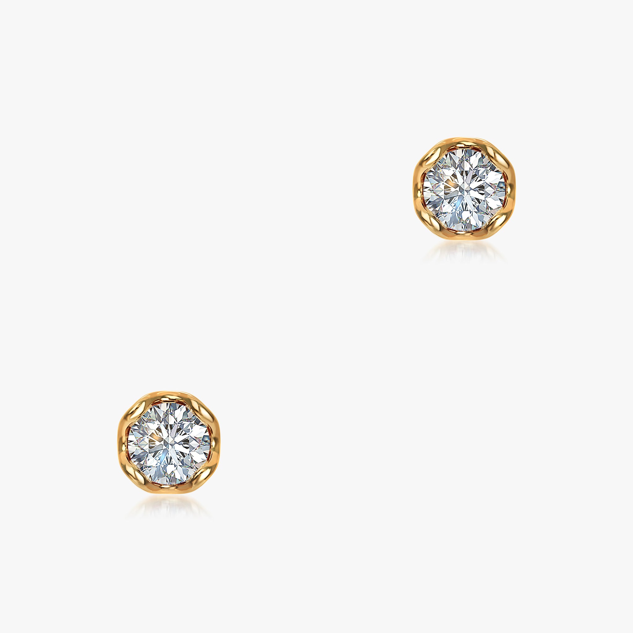 J'EVAR 14KT Yellow Gold Lotus Petals ALTR Lab Grown Diamond Earrings Front View