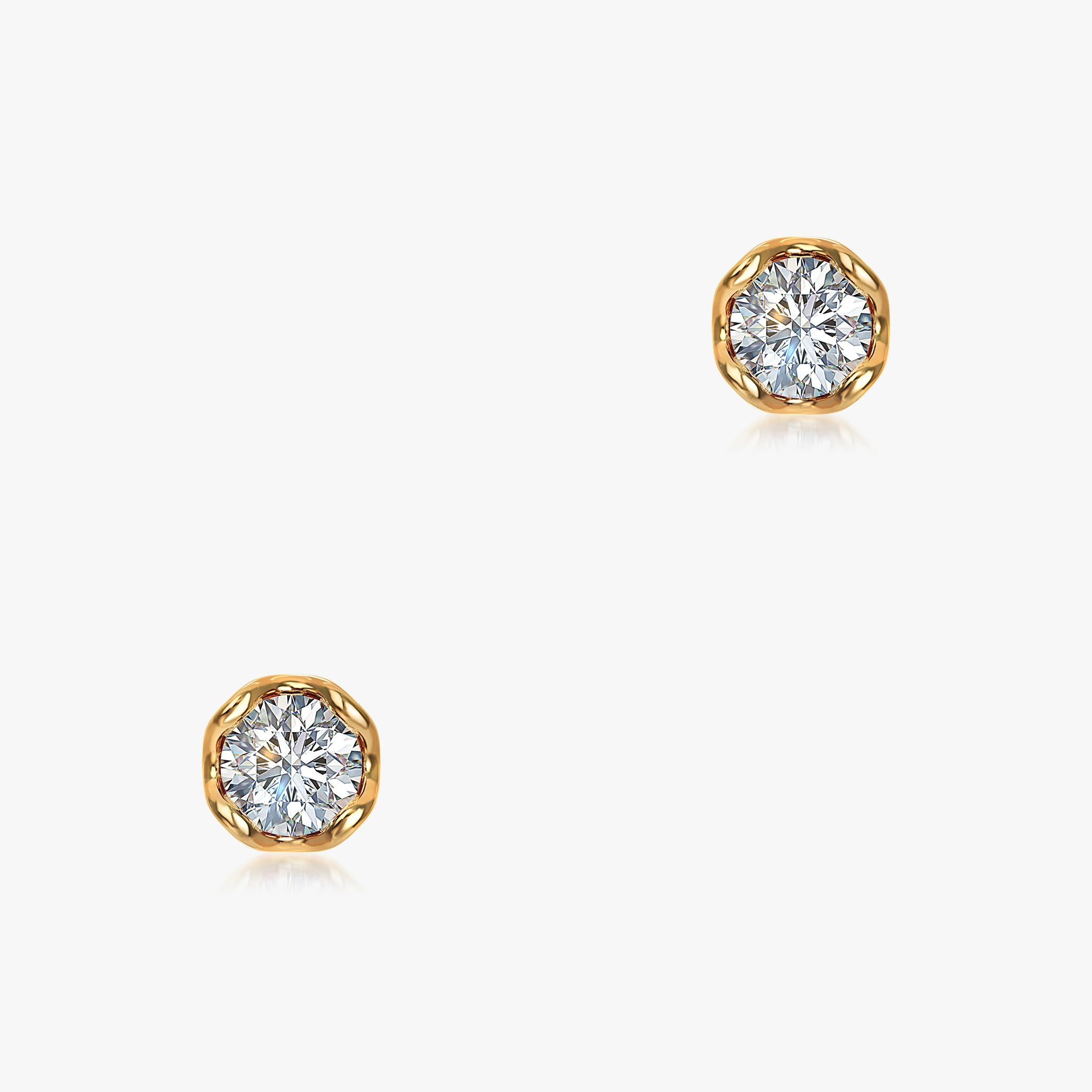 J'EVAR 14KT Yellow Gold Lotus Petals ALTR Lab Grown Diamond Earrings Front View