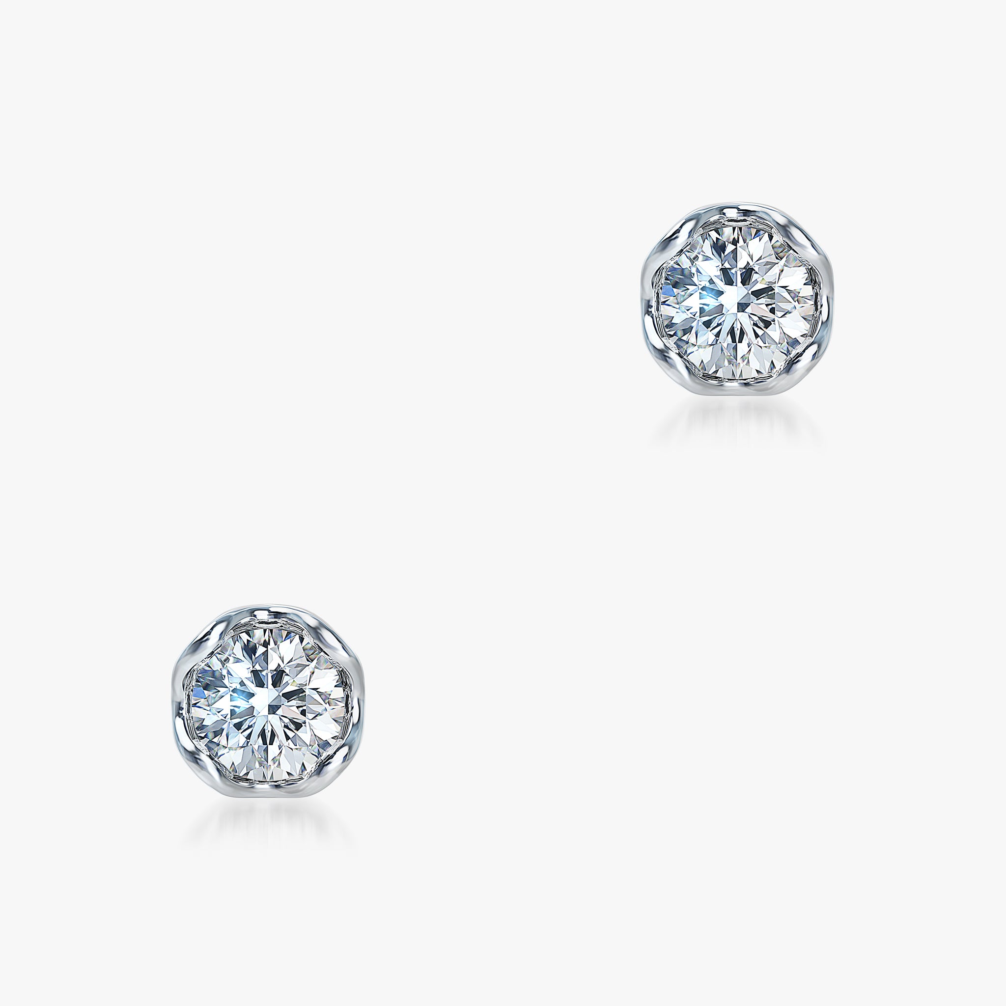 J'EVAR 14KT White Gold Lotus Petals ALTR Lab Grown Diamond Earrings Front View