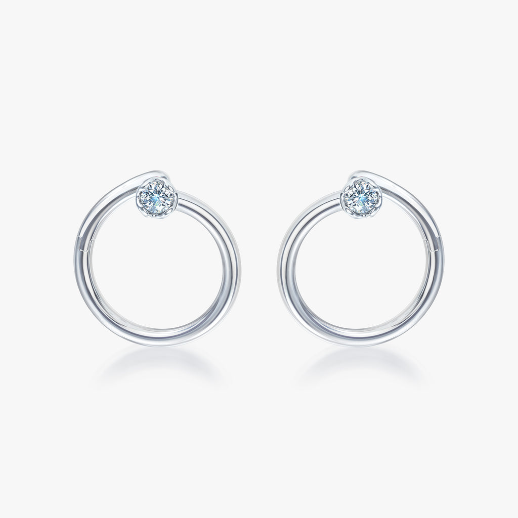J'EVAR 14KT White Gold Enso ALTR Lab Grown Diamond Earrings Front View | 0.30 CT
