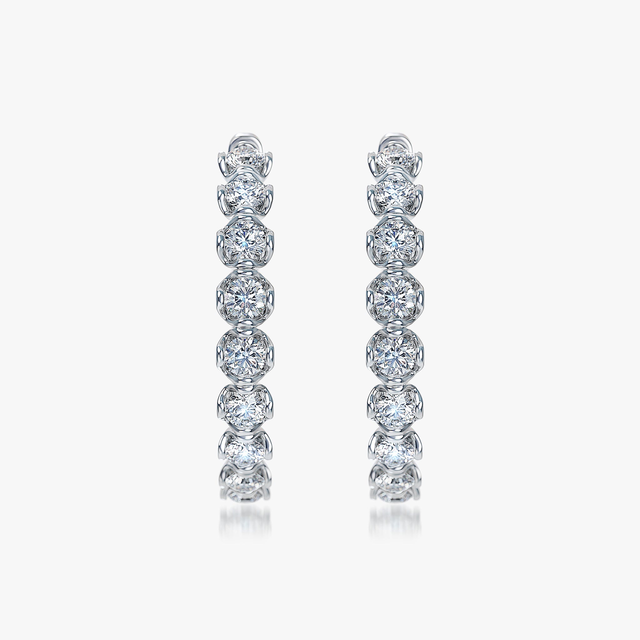 J'EVAR 14 KT White Gold ALTR Lab Grown Diamond Hoop Earrings Front View