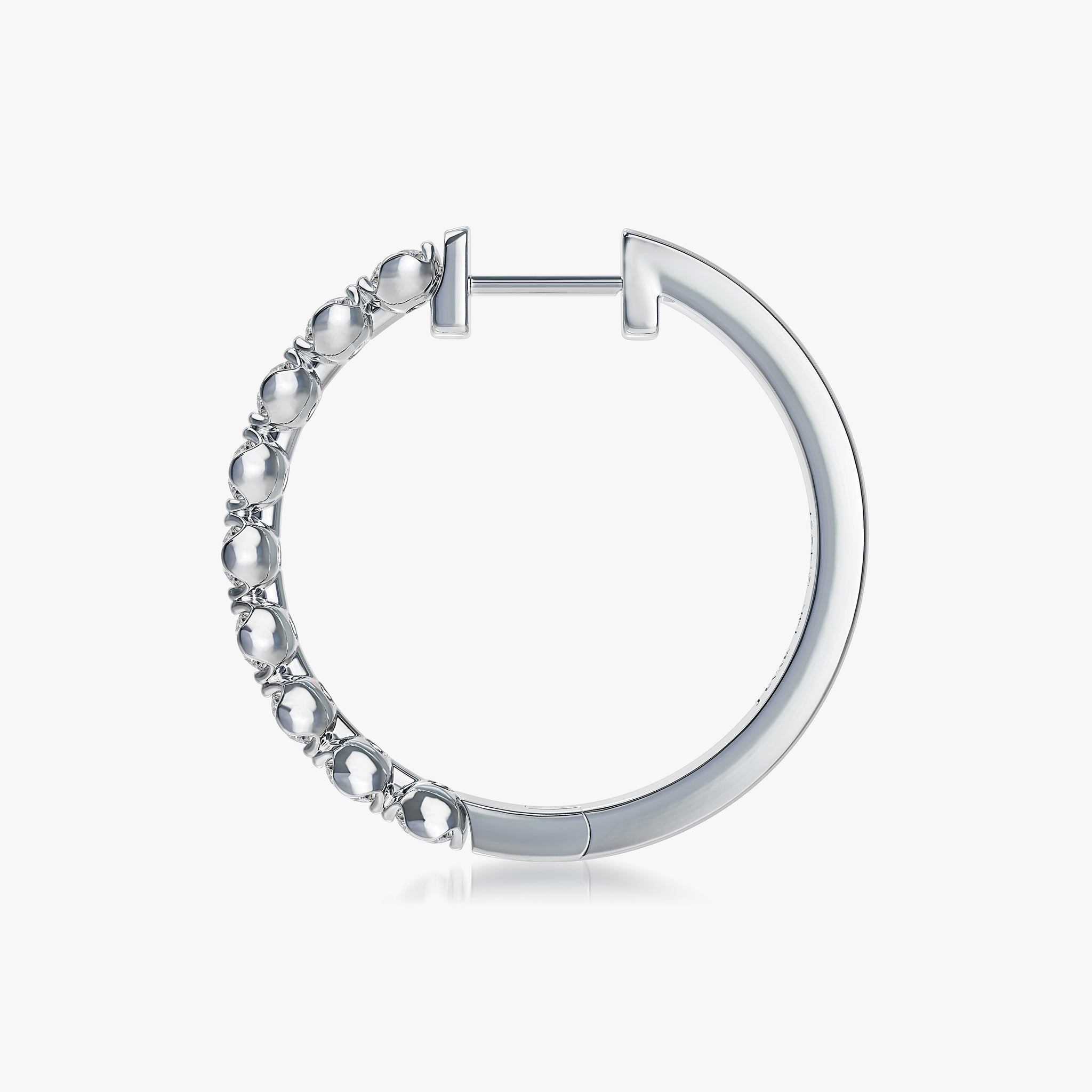 J'EVAR 14 KT White Gold ALTR Lab Grown Diamond Hoop Earrings Side View