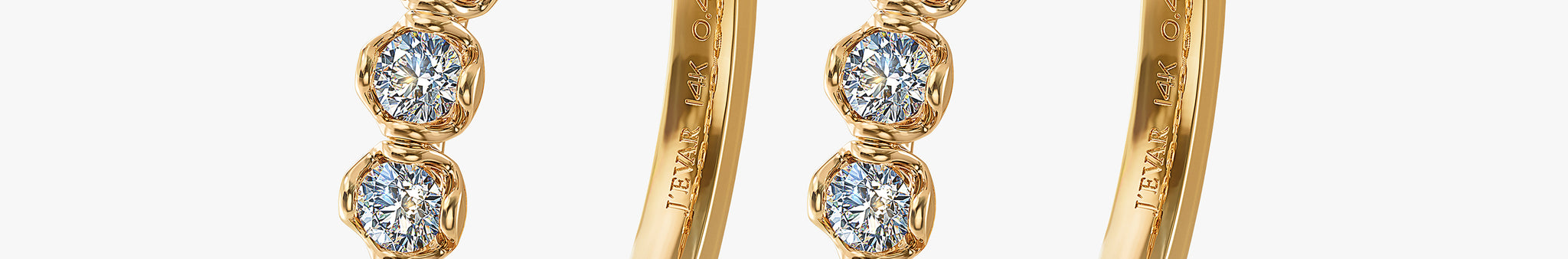 J'EVAR 14 KT Yellow Gold ALTR Lab Grown Diamond Hoop Earrings Perspective View