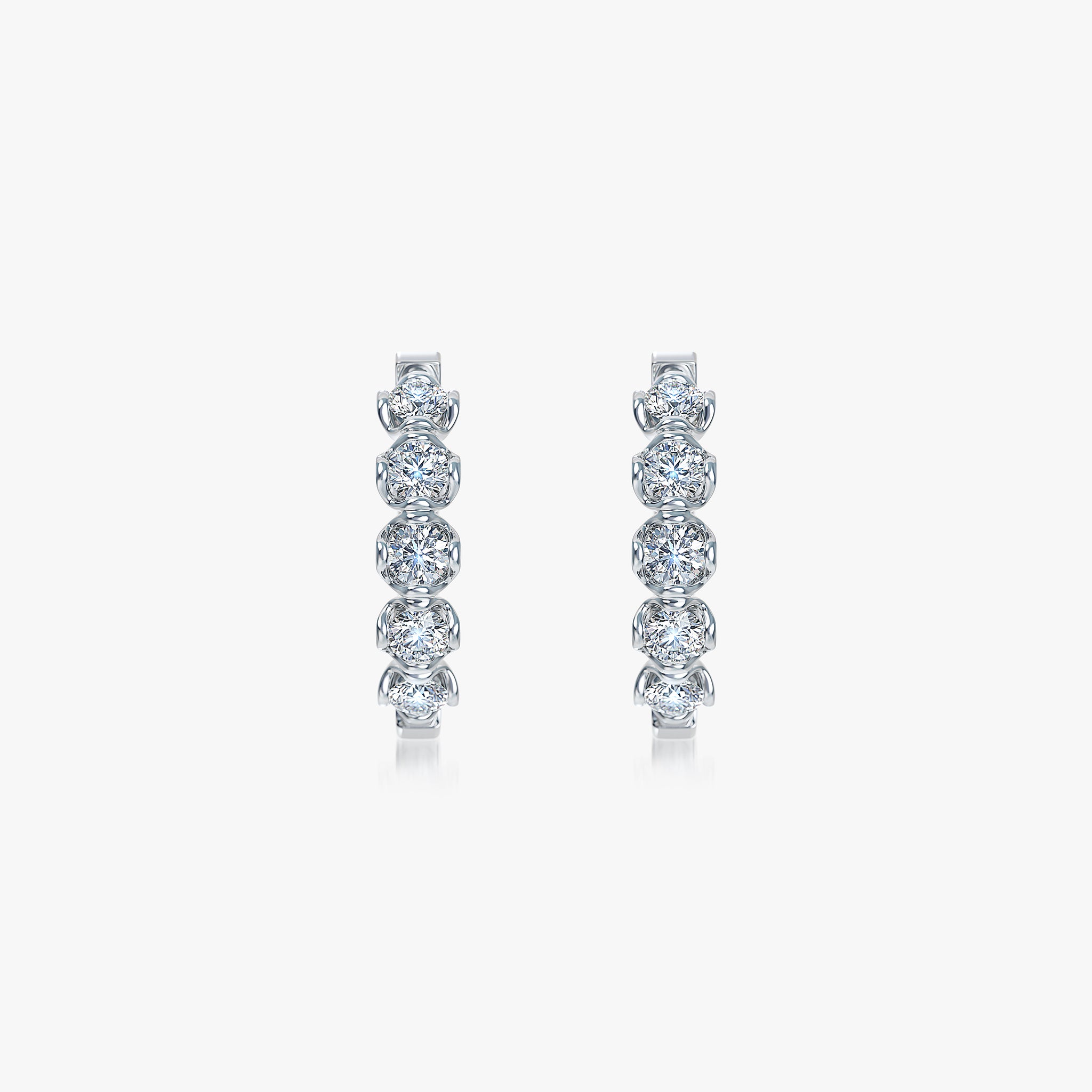 J'EVAR 14 KT White Gold ALTR Lab Grown Diamond Hoop Earrings Front View